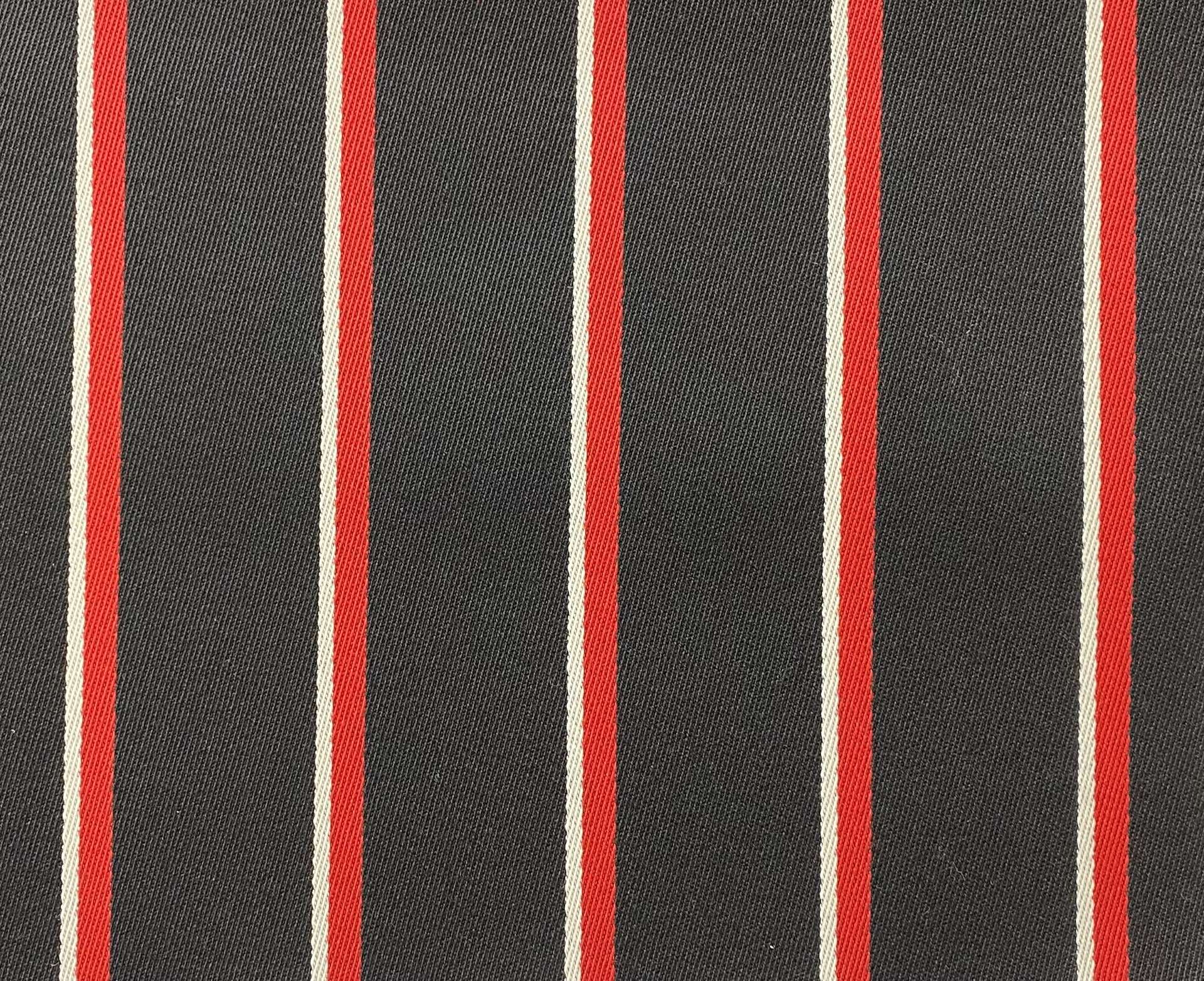 Italian Striped Wool Twill in Black Red