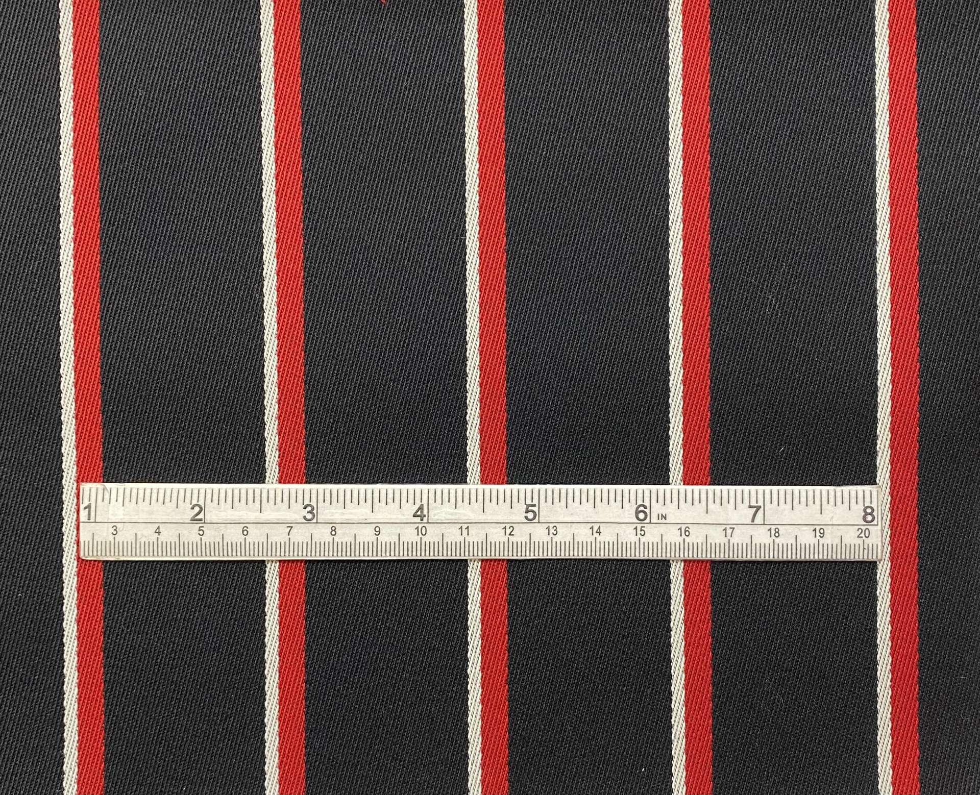 Italian Striped Wool Twill in Black Red