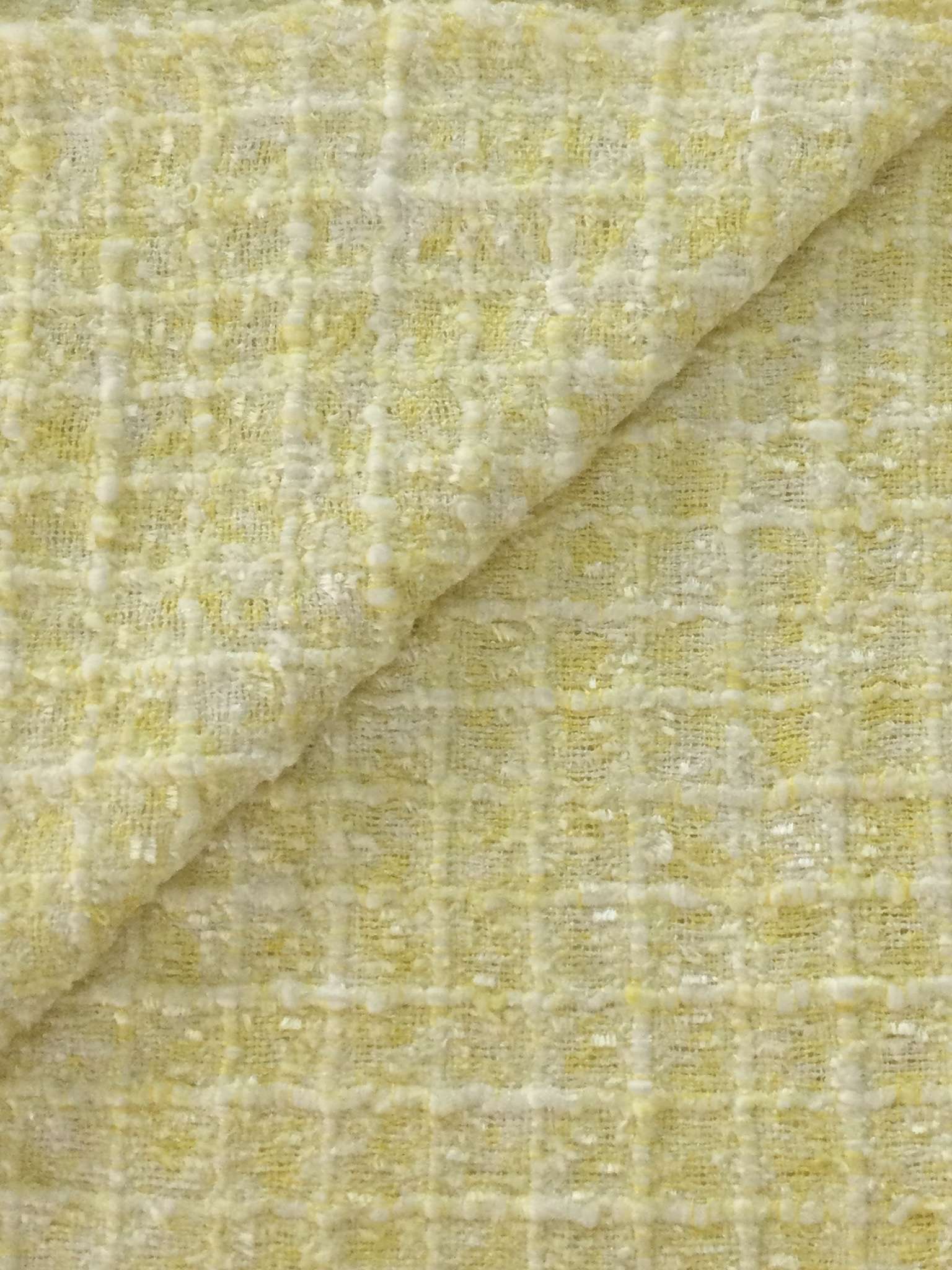 Rayon Polyester Blend Tweed in Yellow & White