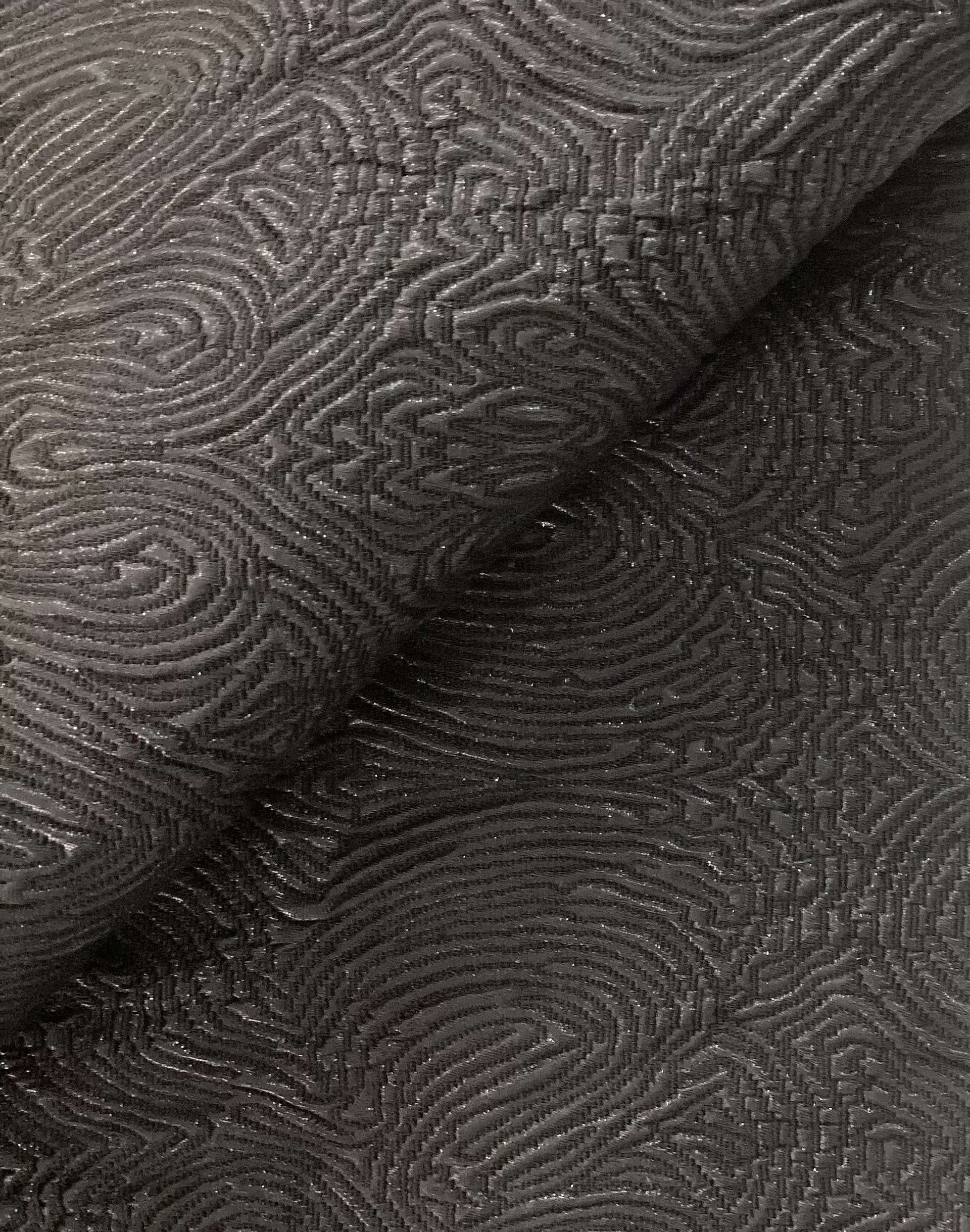 Italian Stretch Cloqué in Lurex Black