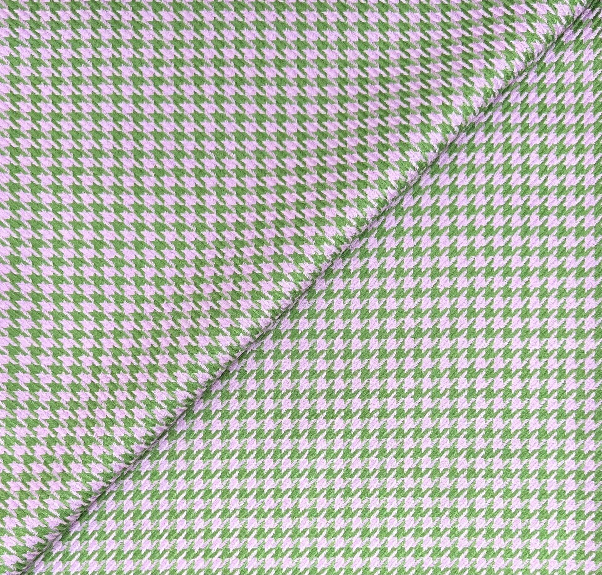Italian Wool Houndstooth Suiting in Lavender Grass Green