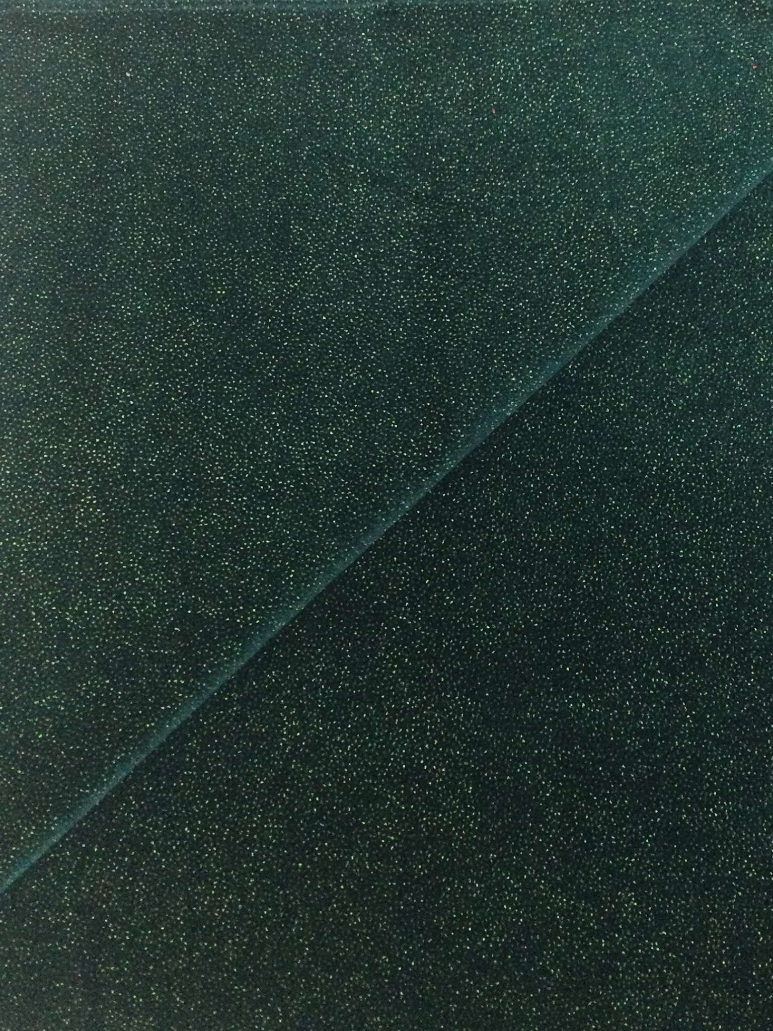 Polyester and Lycra Blend Stretch Glitter Velvet in Hunter