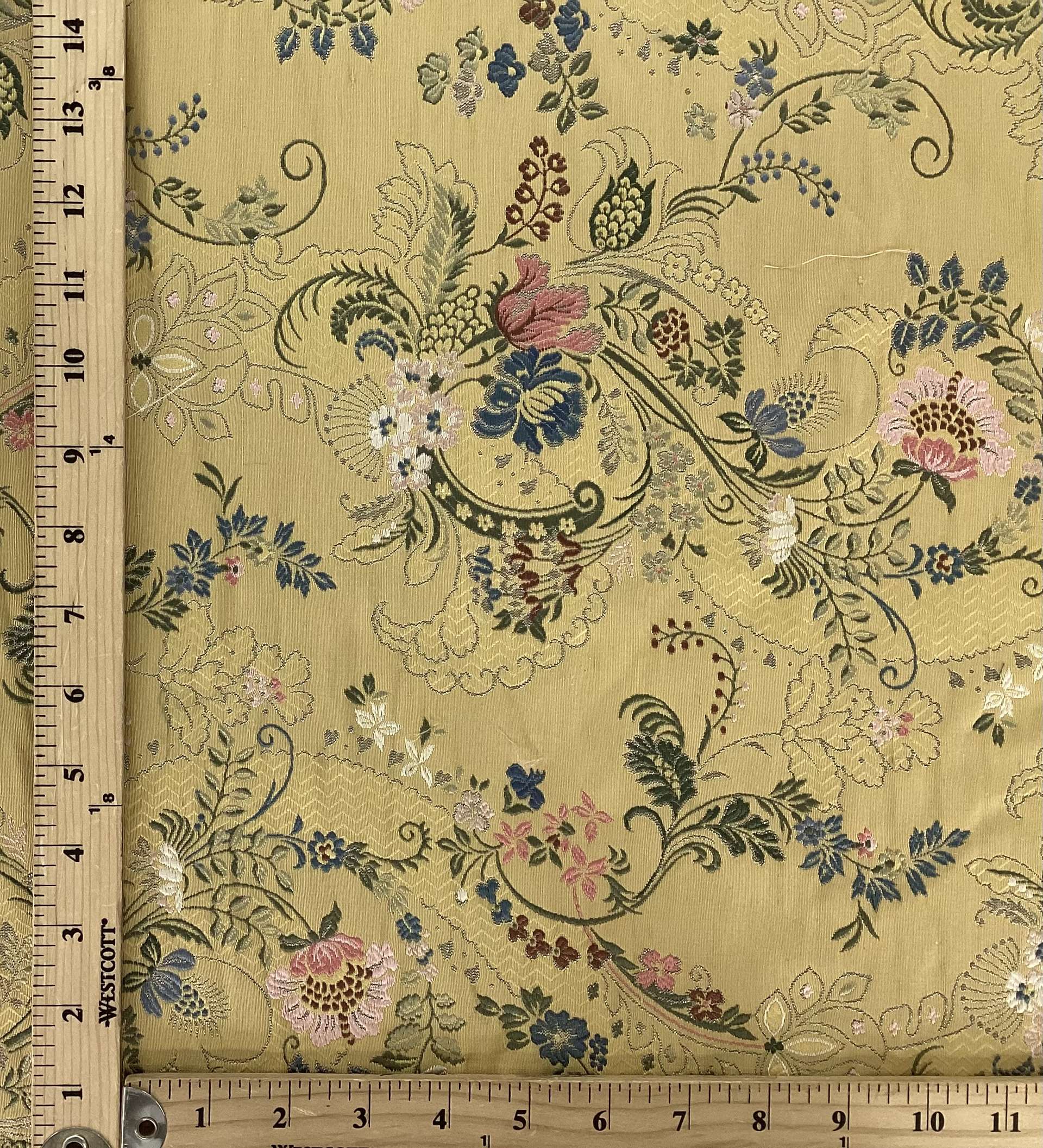 Silk Metallic Heavy Floral Brocade in Mustard Gold