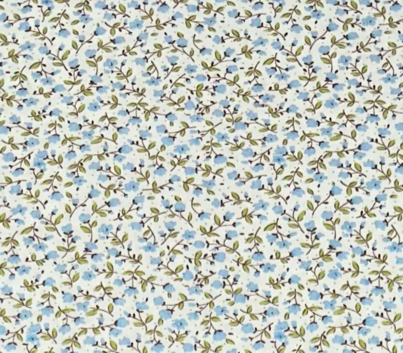 Japanese Cotton Floral Print in Cream Blue