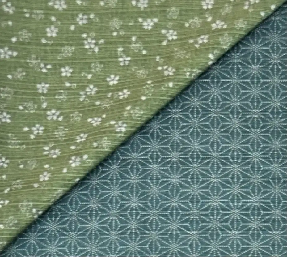 Japanese Cotton Doubleface Print in Grass Teal Blue