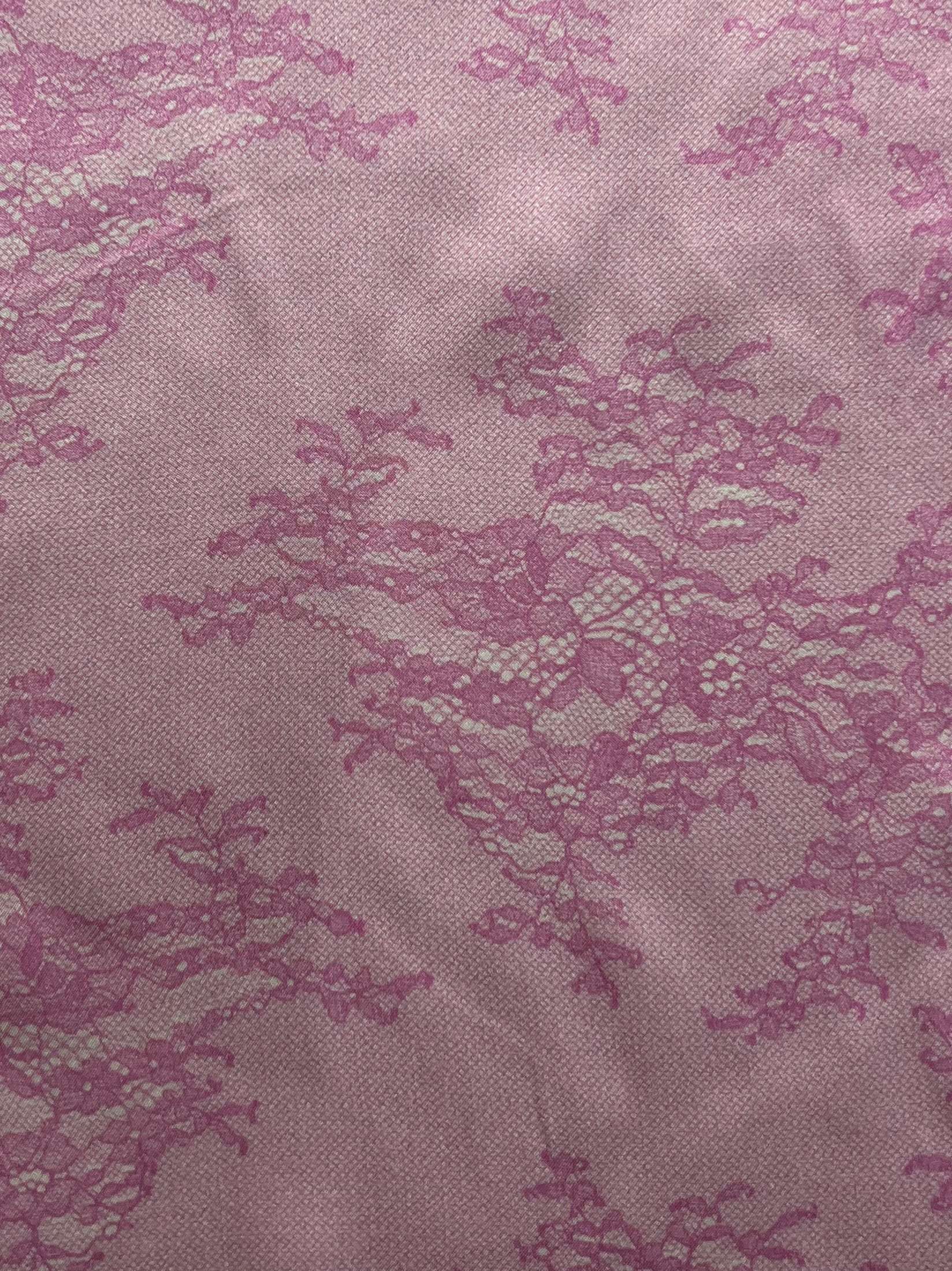 Lace Motif Printed Silk charmeuse in Pink Pink