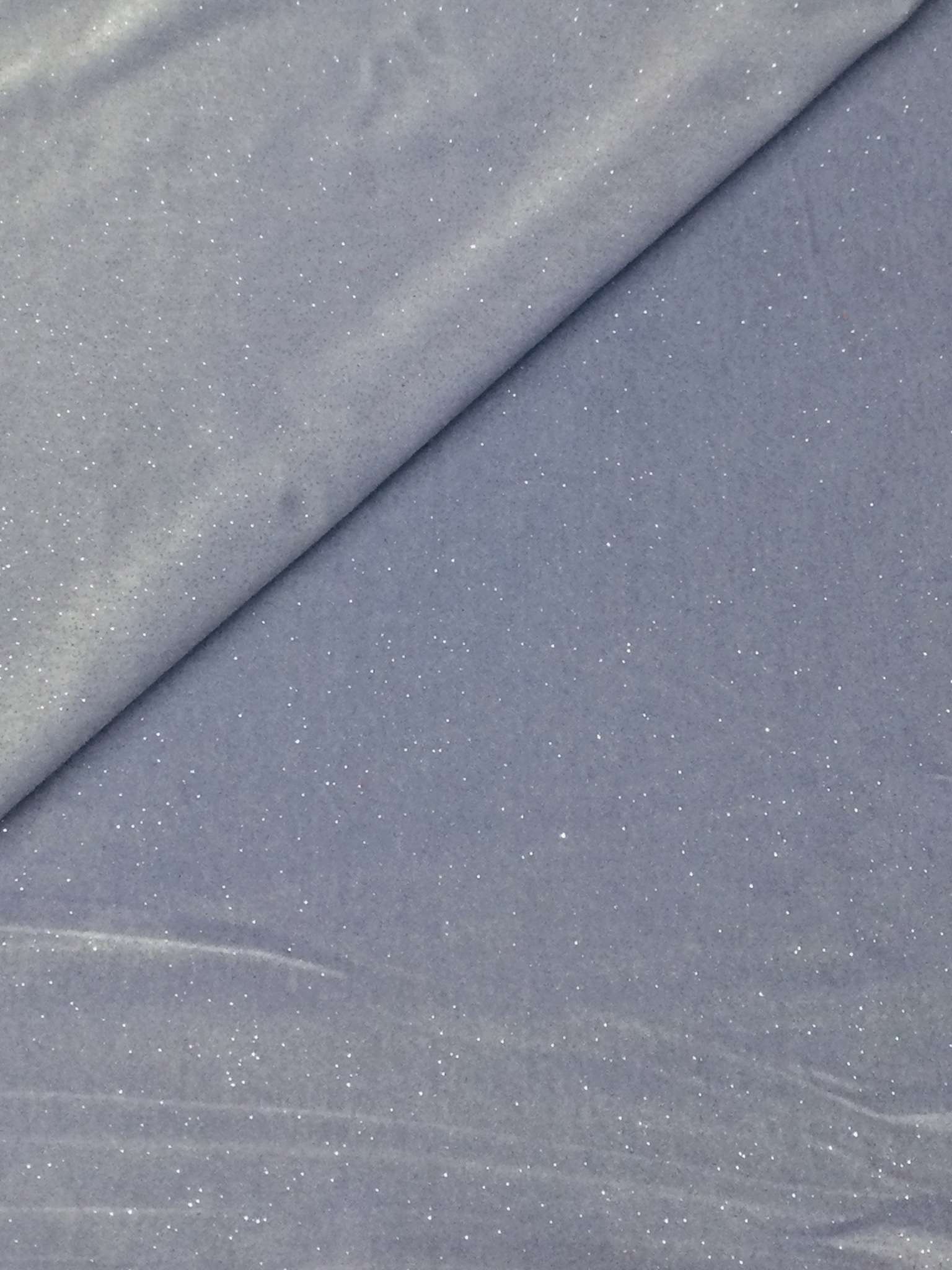 Polyester and Lycra Blend Stretch Glitter Velvet in Periwinkle