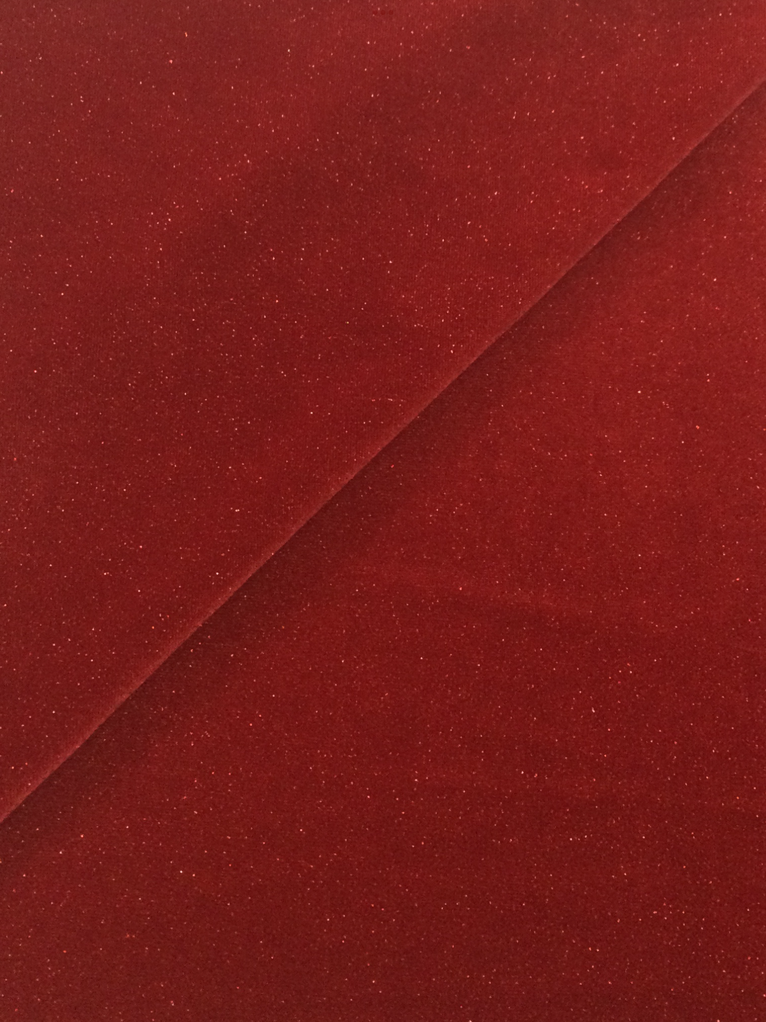 Polyester and Lycra Blend Stretch Glitter Velvet in Rouge