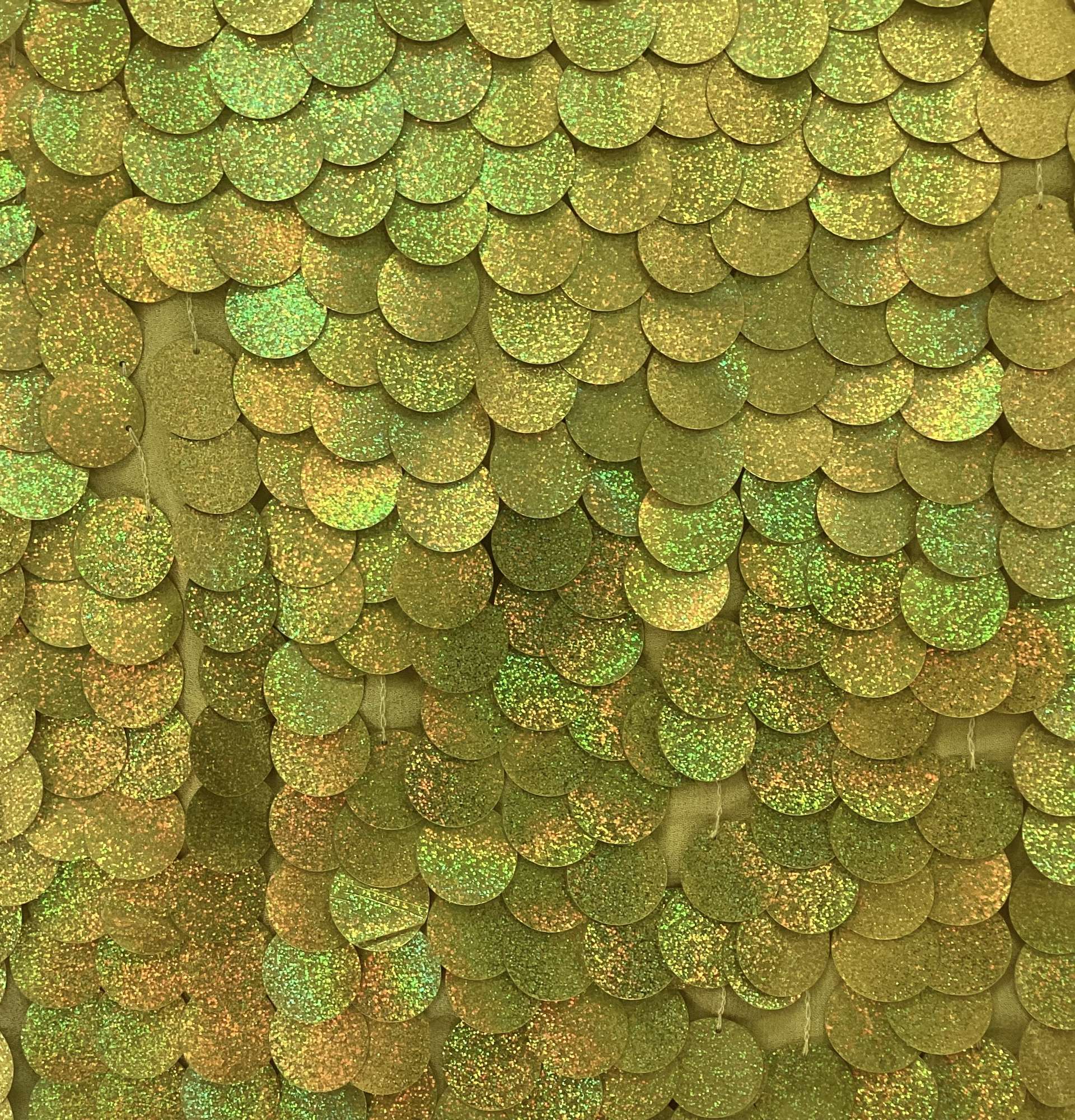 Paillettes on Silk Chiffon in Yellow Hologram