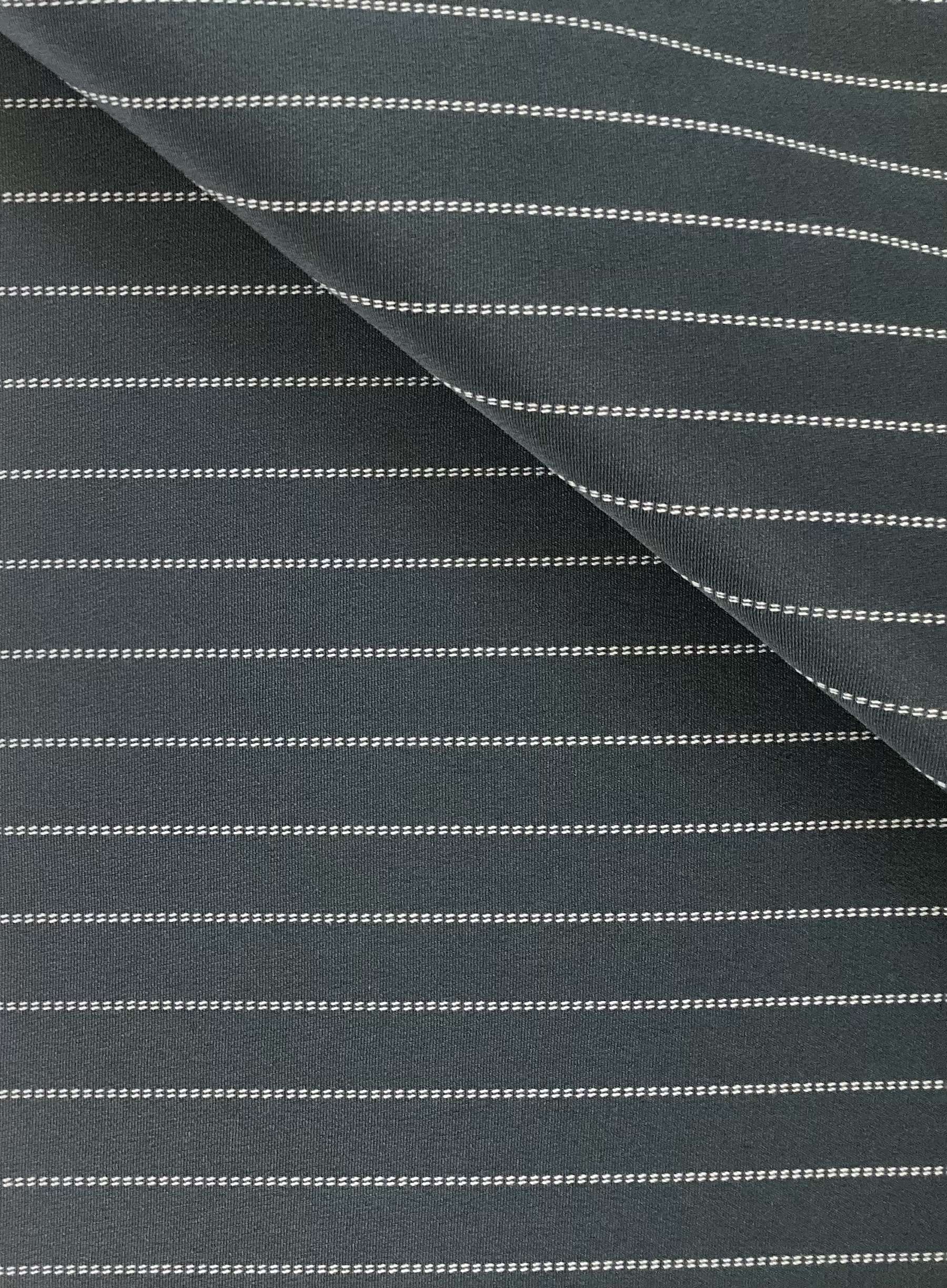 100% Silk 4 Ply Crepe Stripe in Navy Teal