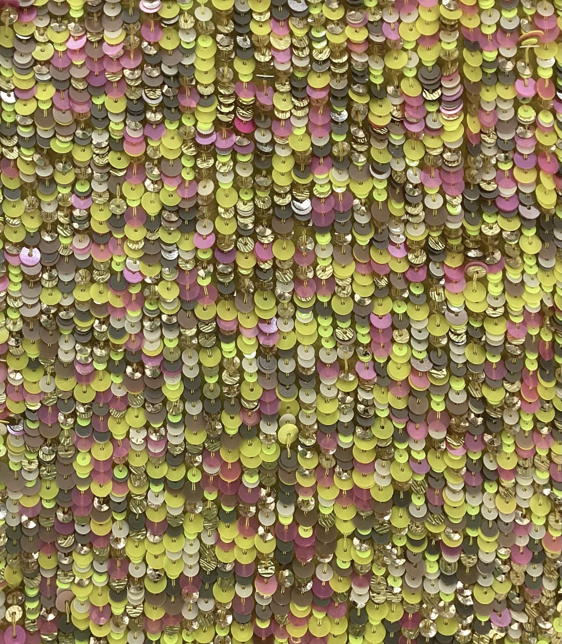 Sequins on Silk Chiffon in Spring Flowers