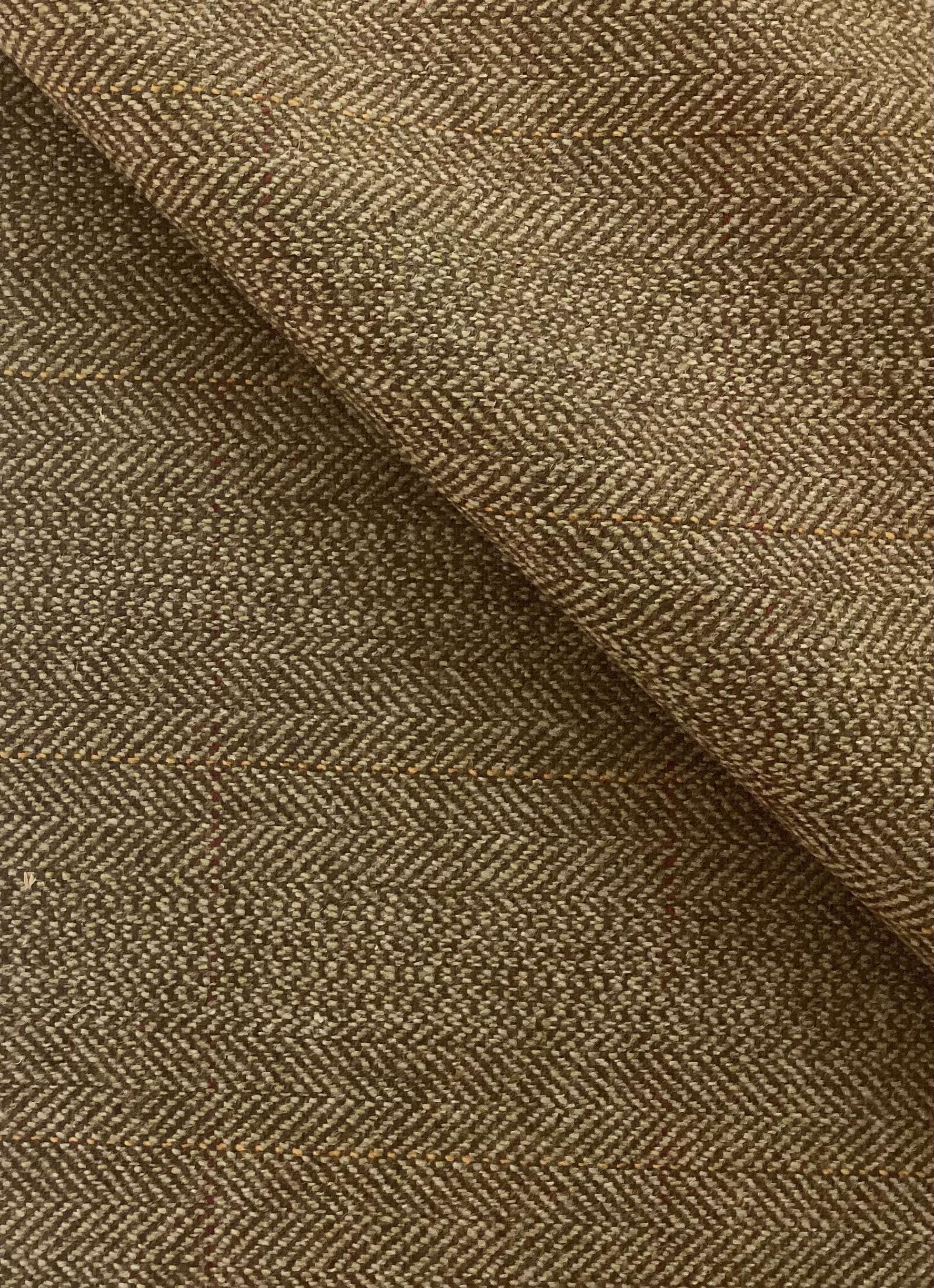 Made in England 100% Wool Herringbone in Bark