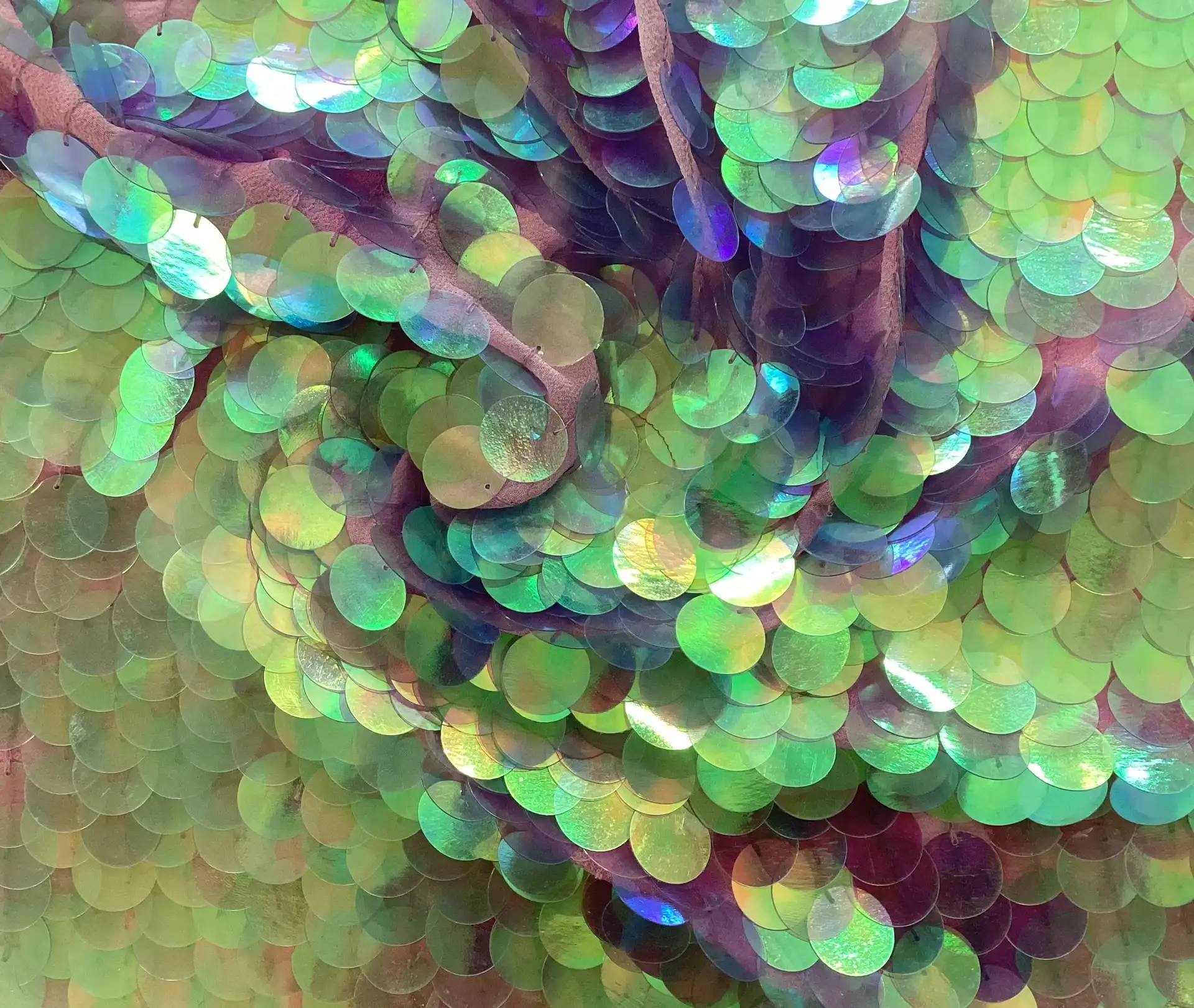 Paillettes on Silk Chiffon in Lilac Opalescence