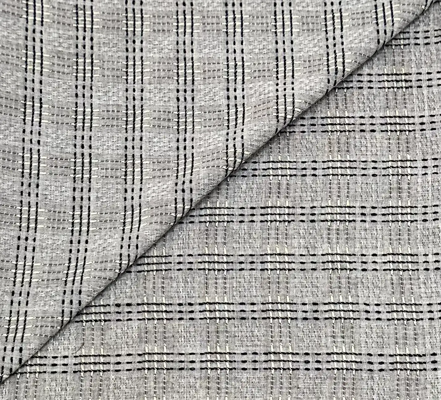 Woven Cotton Novelty Plaid in Black Cream Cocoa