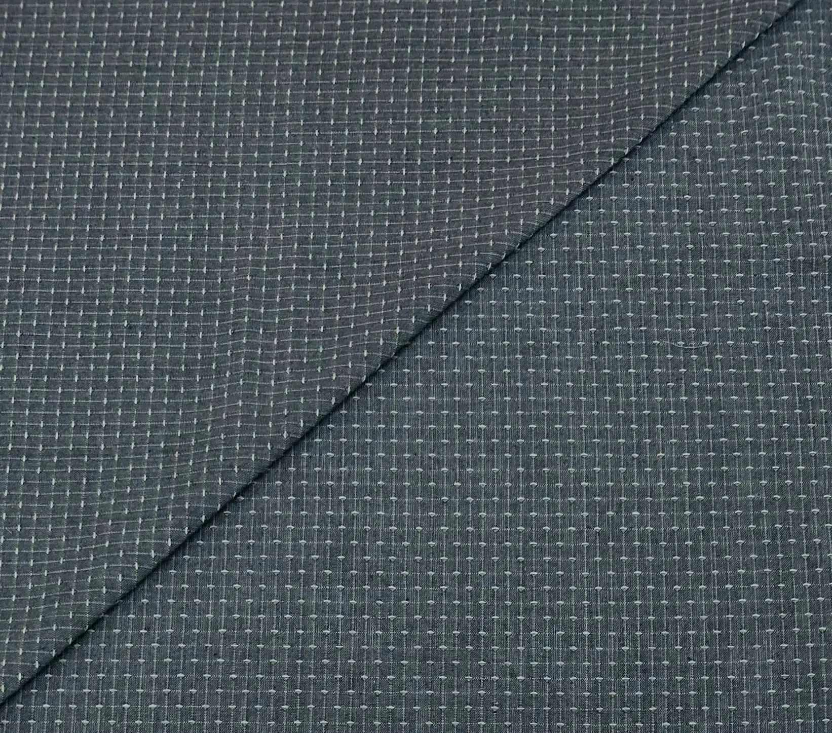 Imported Cotton Stitched Novelty in Cream Dark Indigo