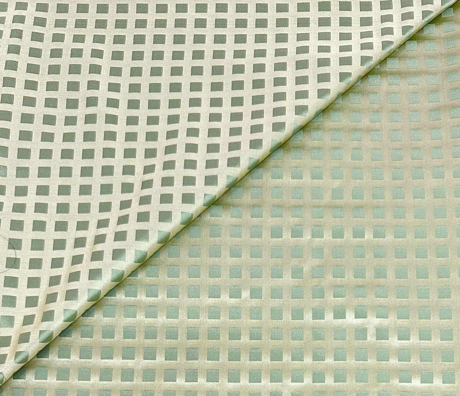 Italian Silk Jacquard Check in Celadon Gold