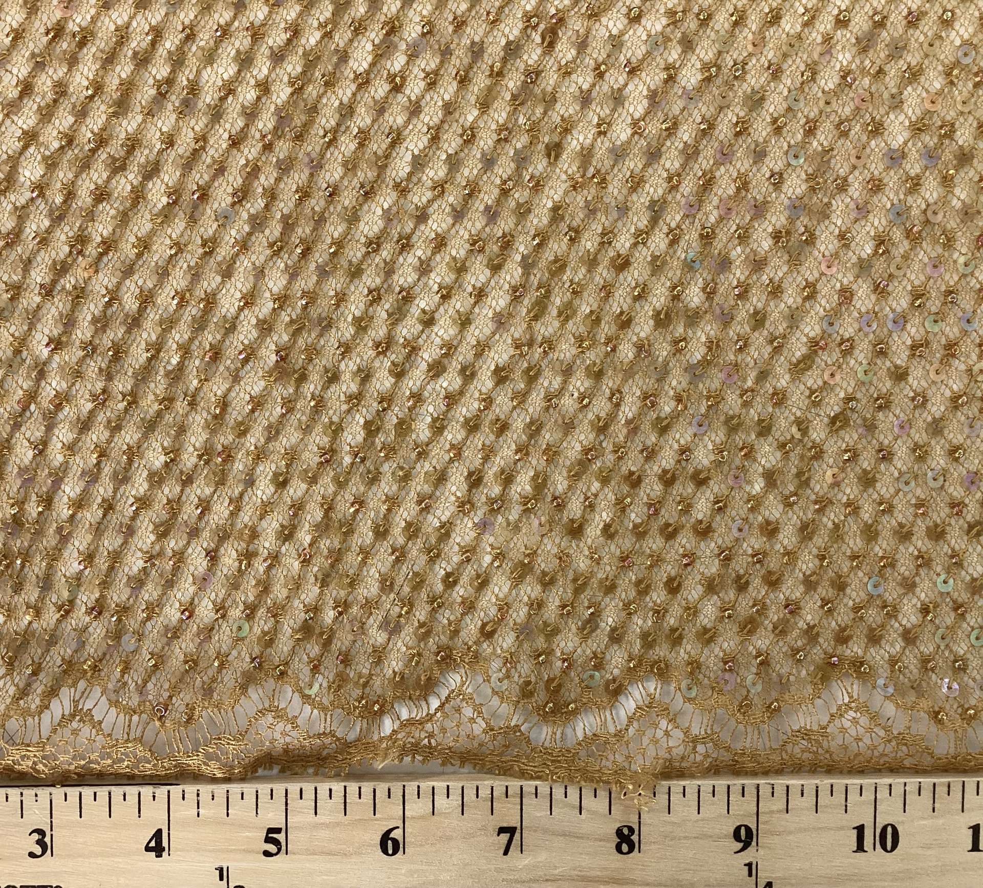 Beaded Chantilly Lace in Honey