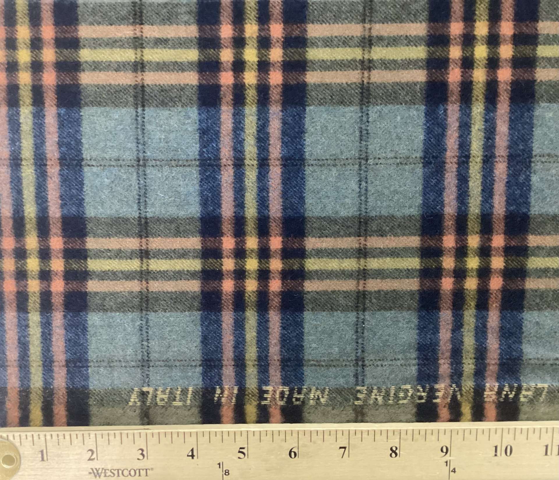 Made In Italy 100% Wool Flannel Plaid In Foliage Colour