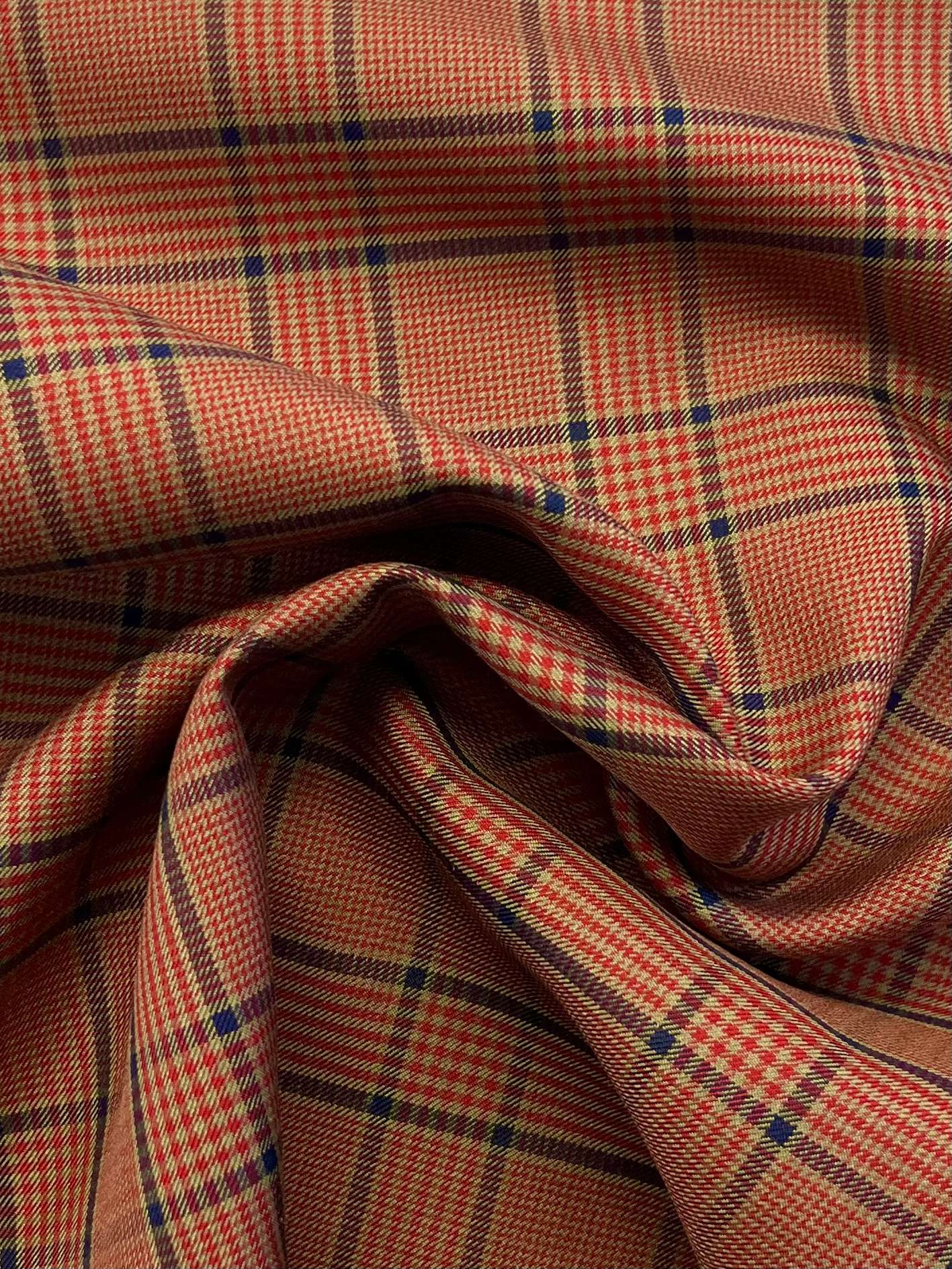 Vintage Italian Woven Silk Plaid in Cinnamon 