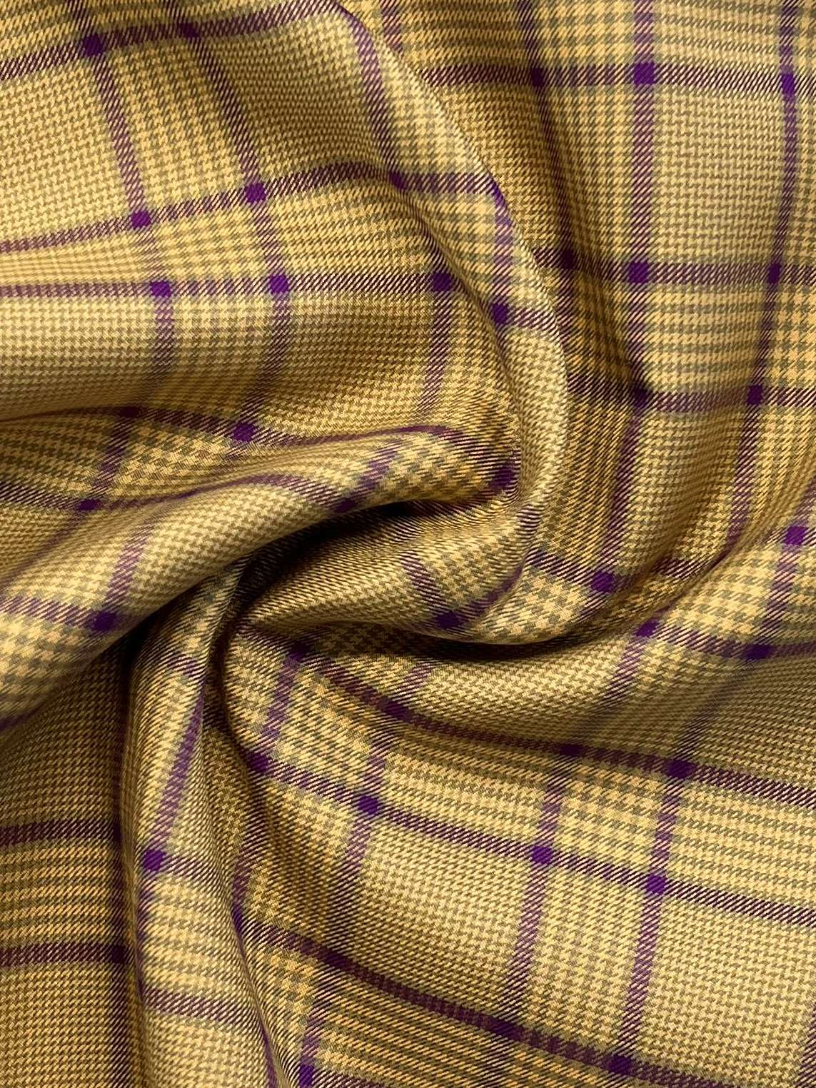 Vintage Italian Woven Silk Plaid in Mustard
