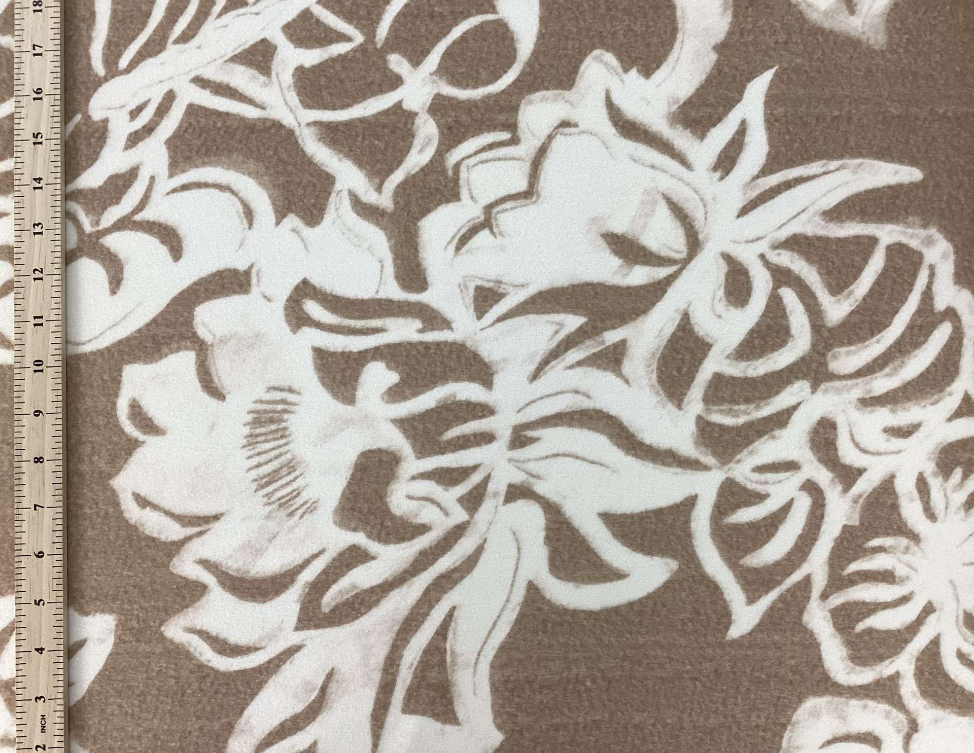 Italian 100% Cashmere Printed Coating in Camel & Ivory