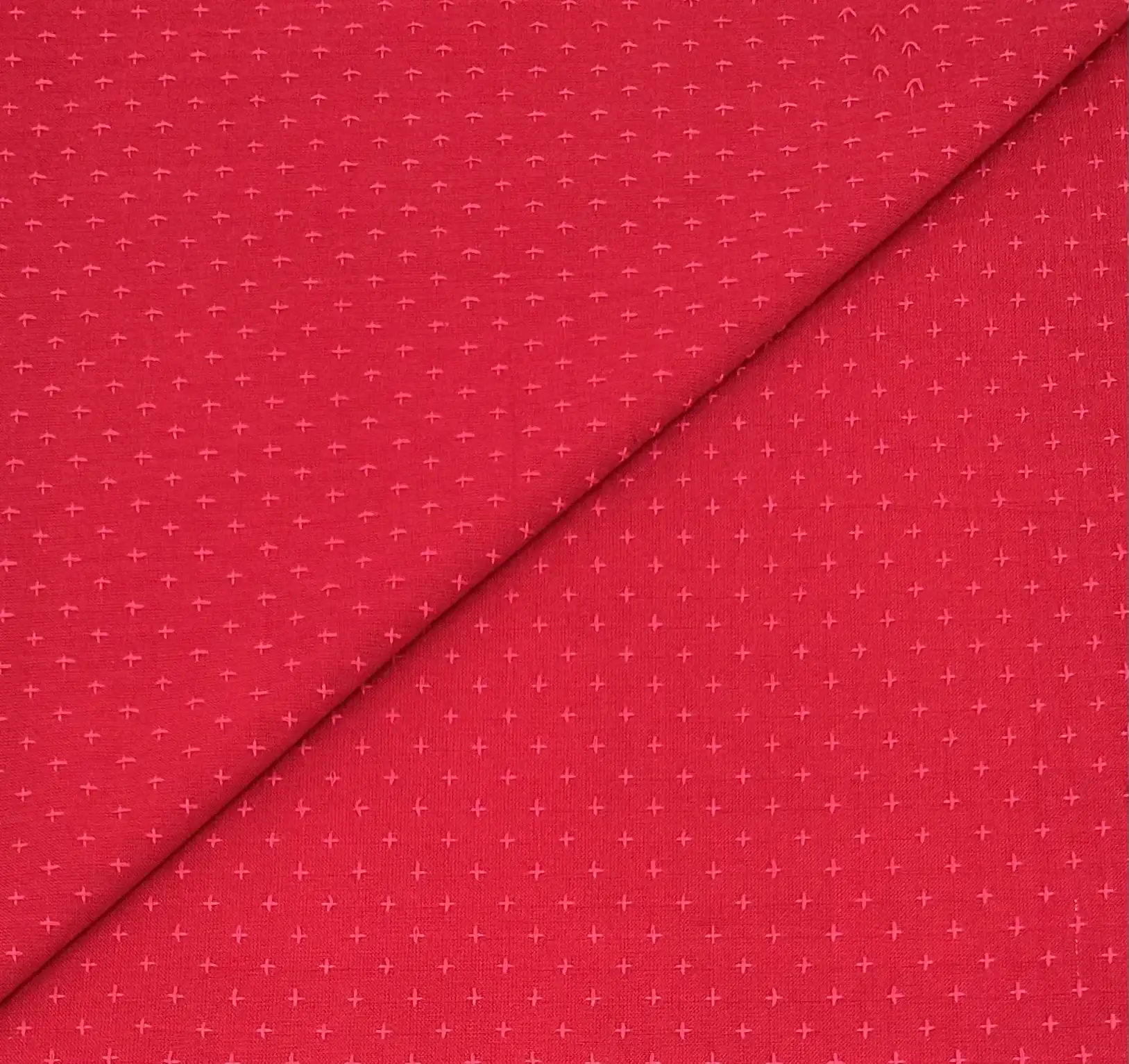 Imported Cotton Cross Stitched Novelty in Apple Red