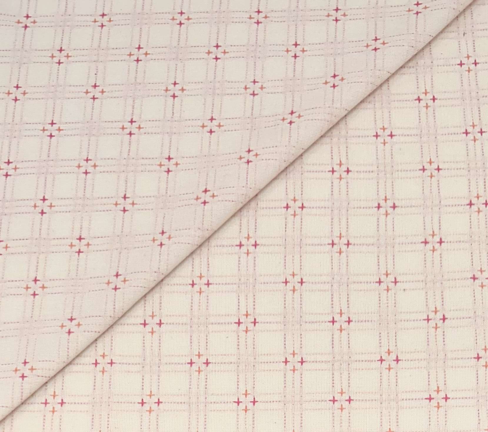 Imported Cotton Cross Stitched Novelty in Eggshell Pink