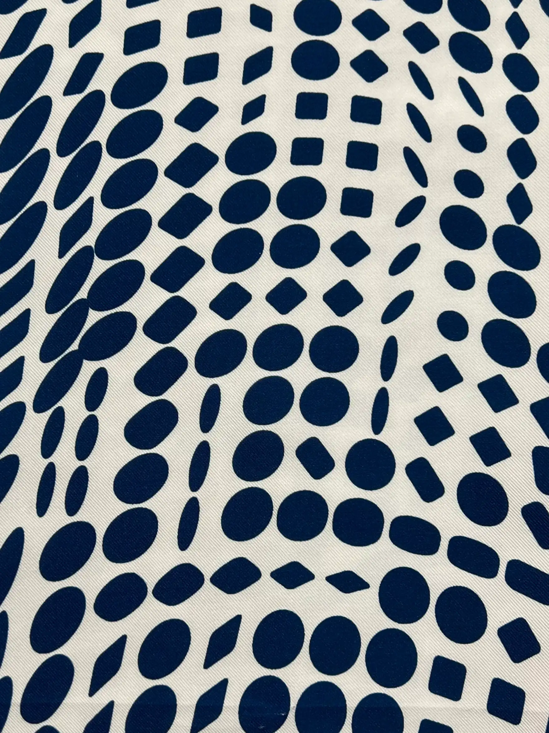 Printed Polyester Mikado with Blue Geometric