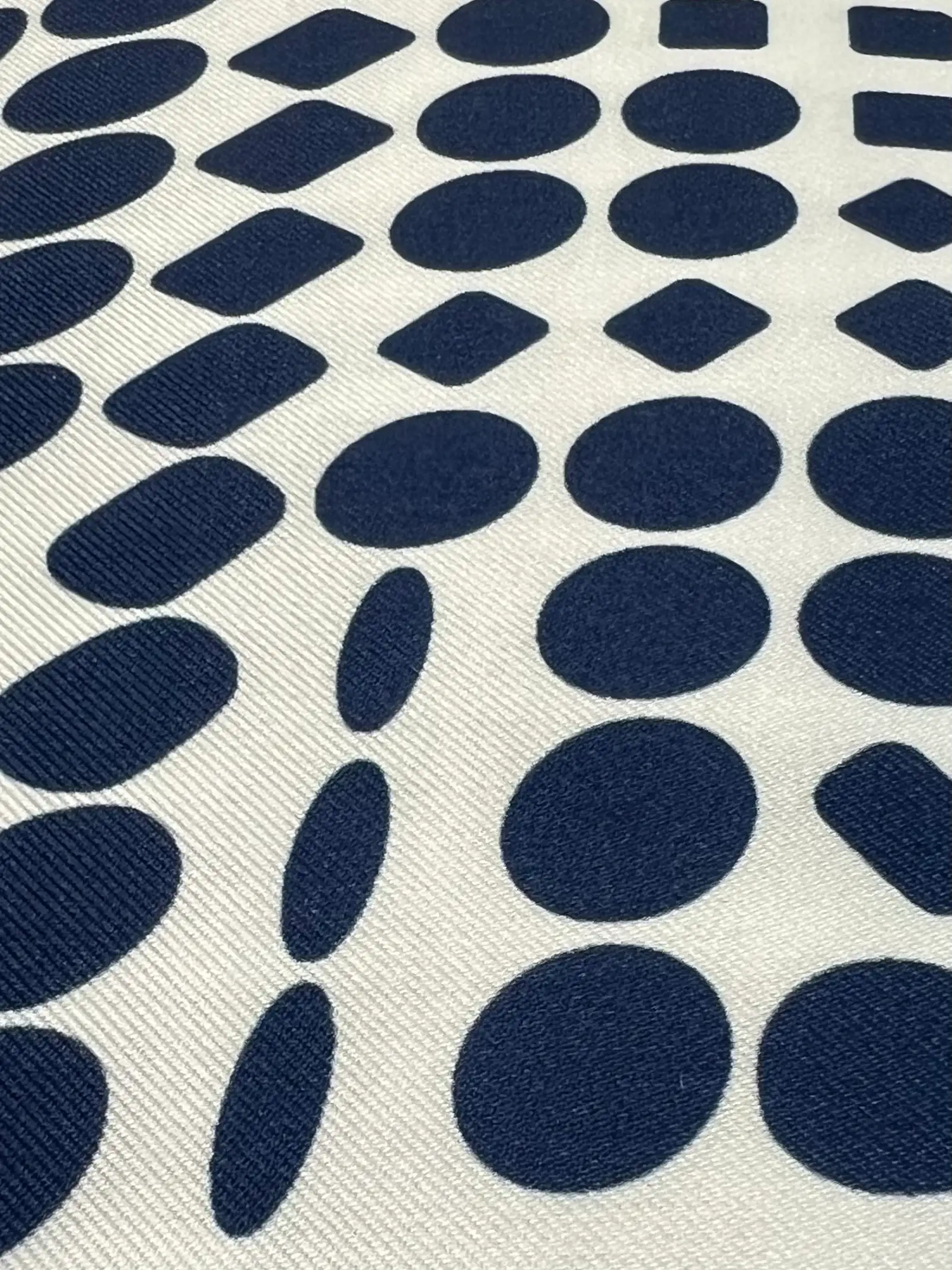 Printed Polyester Mikado with Blue Geometric 