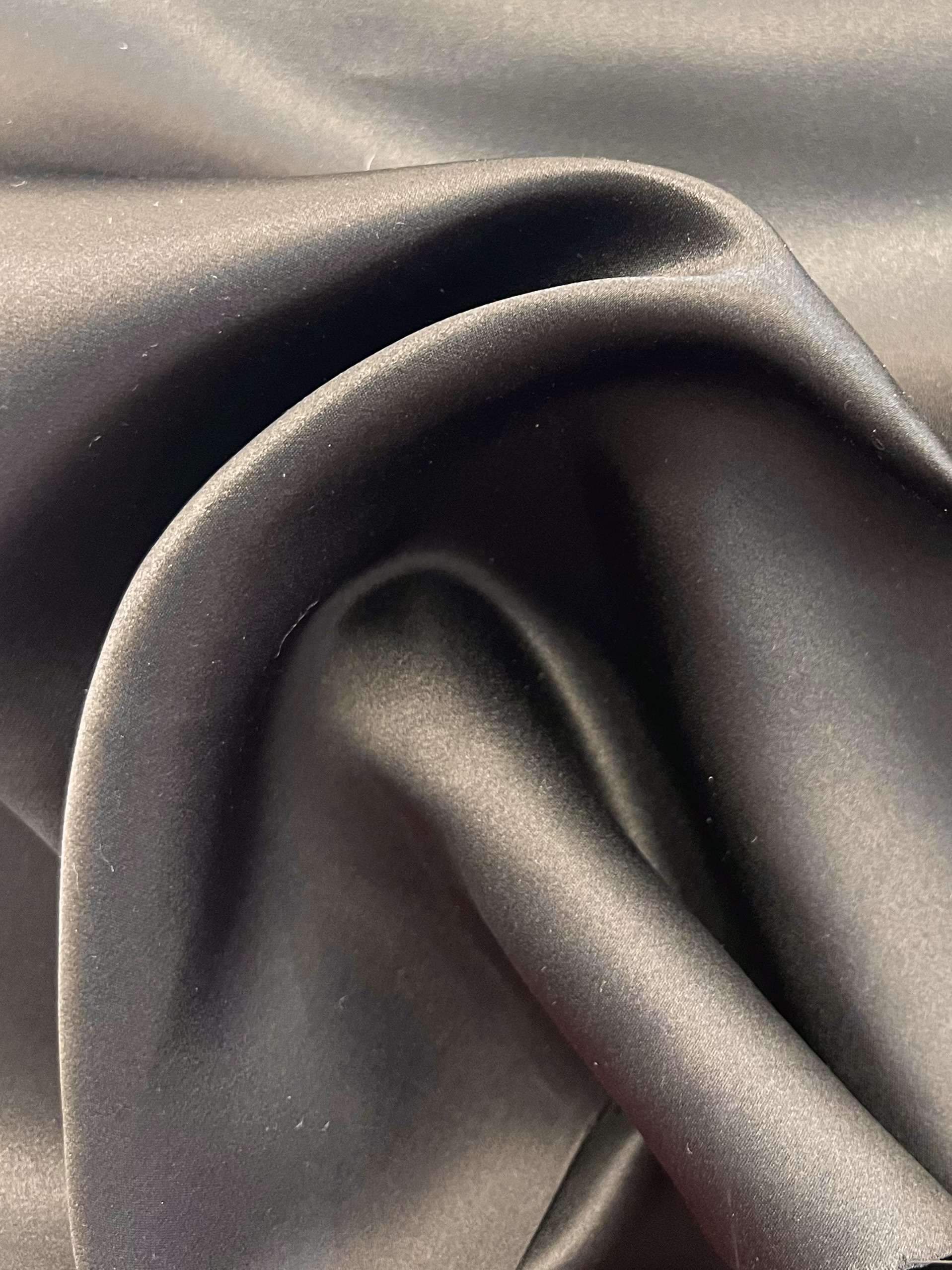 Double-Faced Silk Satin in Jet Black (42momme)