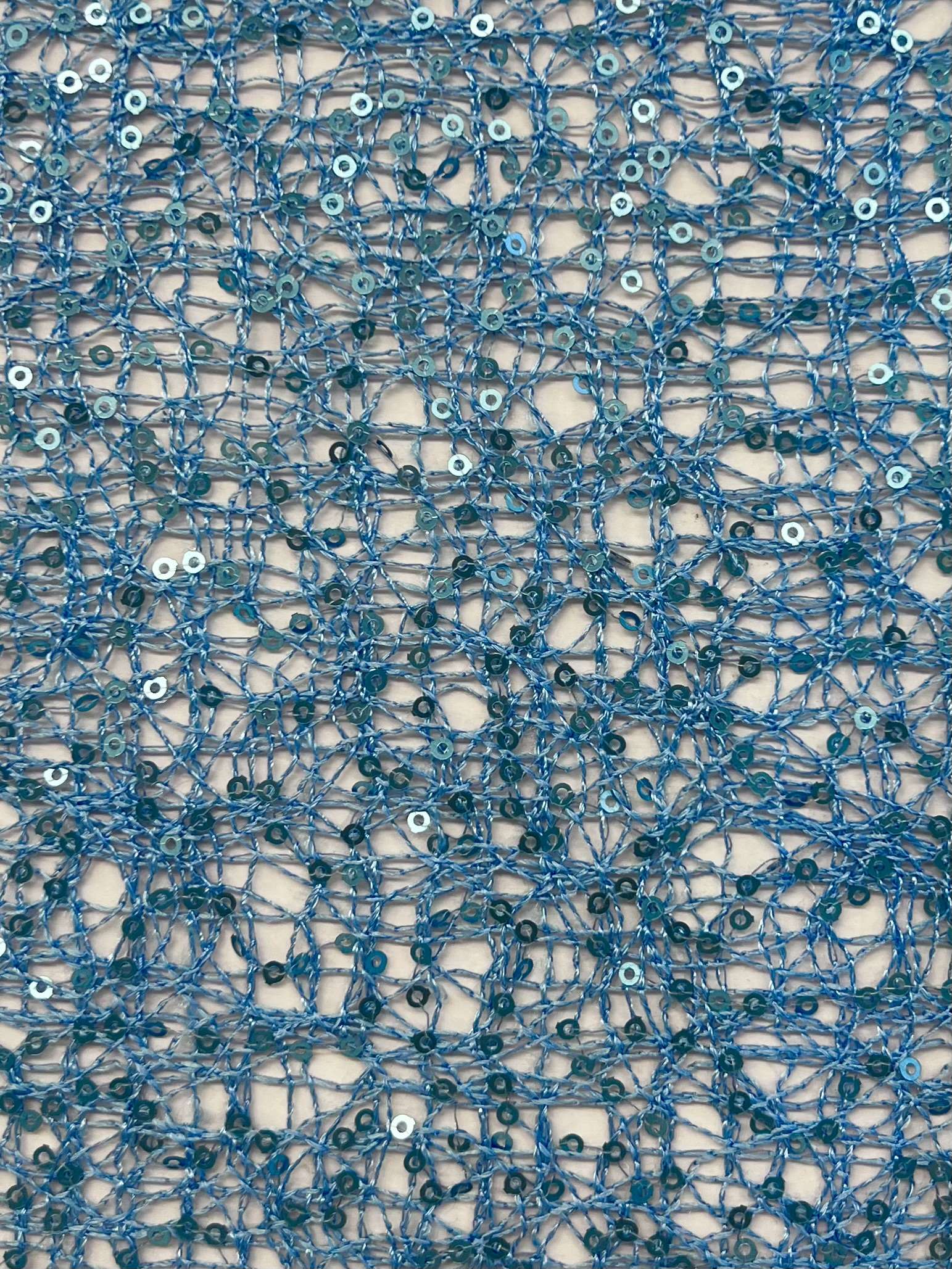 Micro Sequins on Netting in Blue