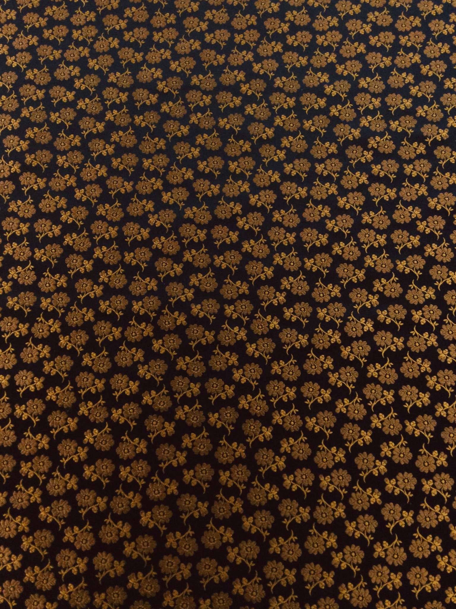Italian Silk Tie Brocade Navy with Burnt Orange Flowers 