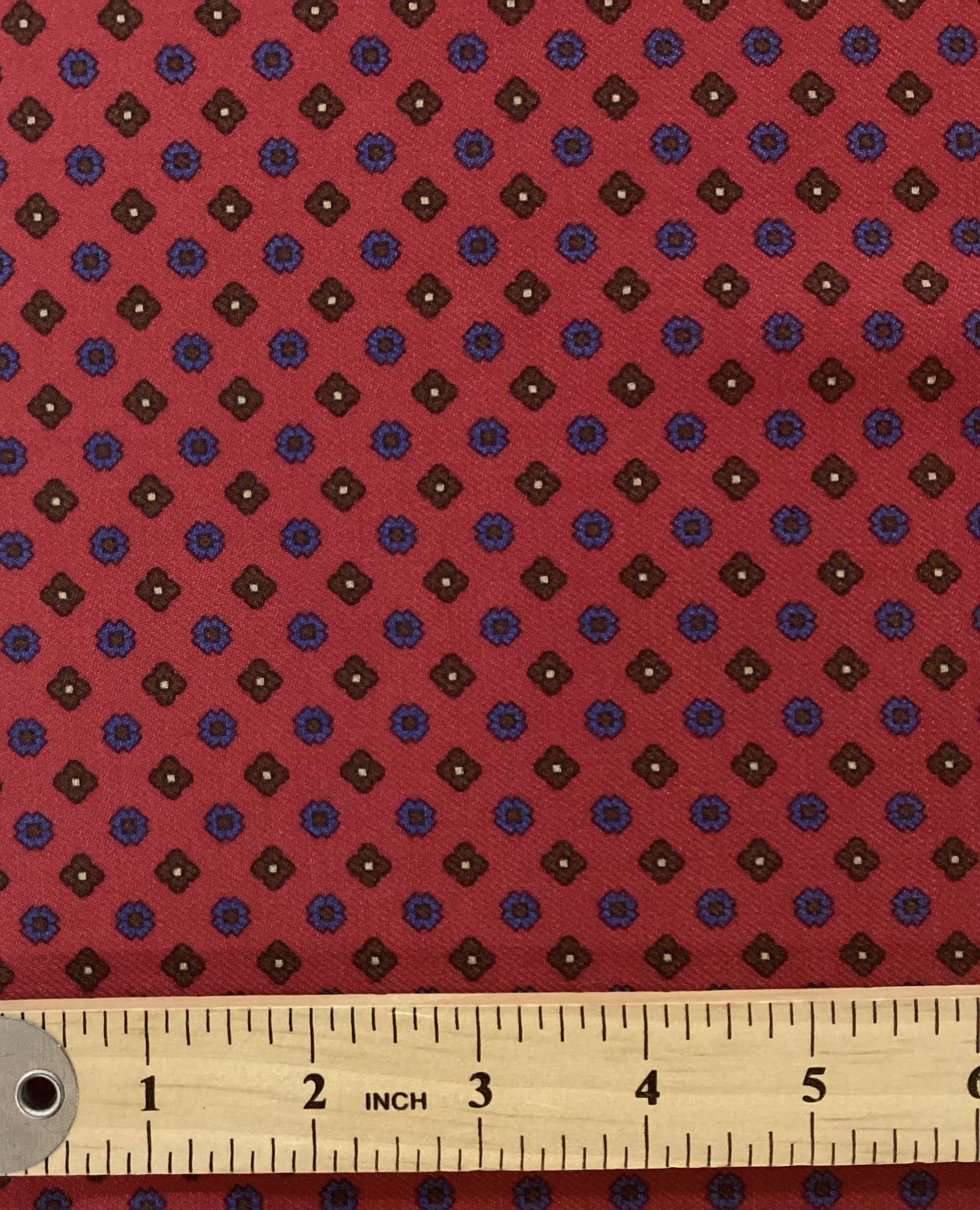 100% Printed Wool Challis In Rose, Royal & Coffee