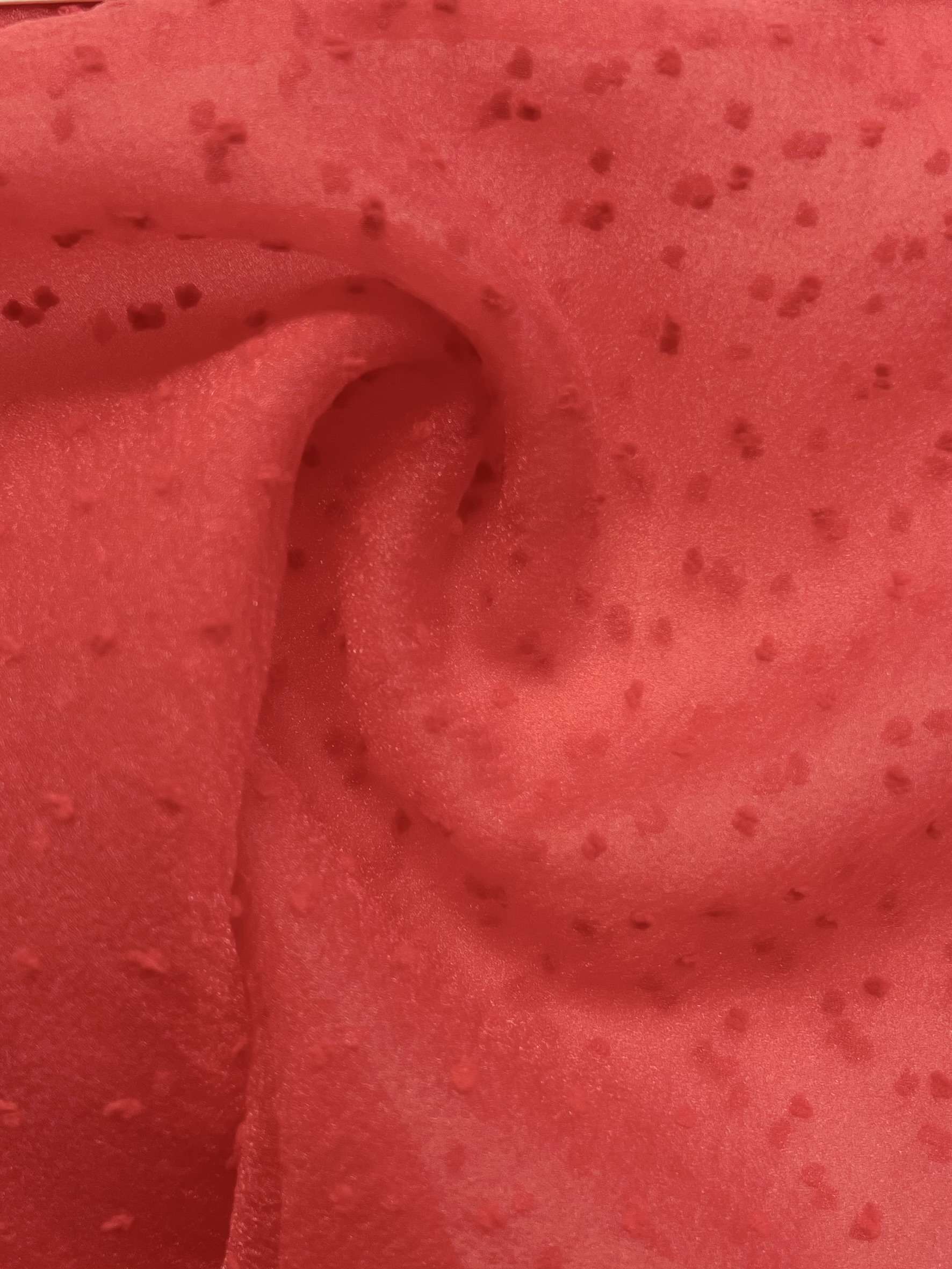 Polyester Swiss Dot Crinkle Organza in Red