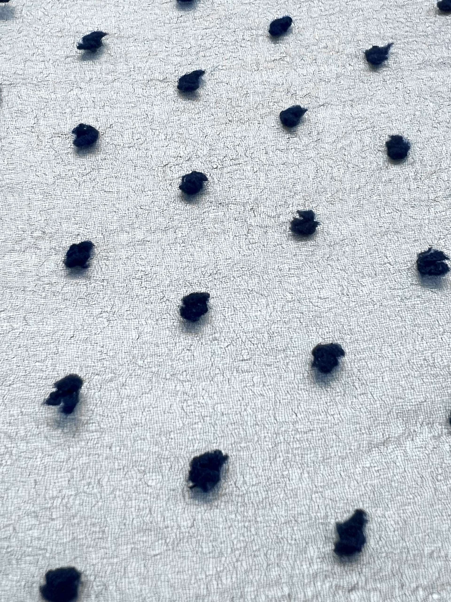 Polyester Swiss Dot Crinkle Organza in Navy