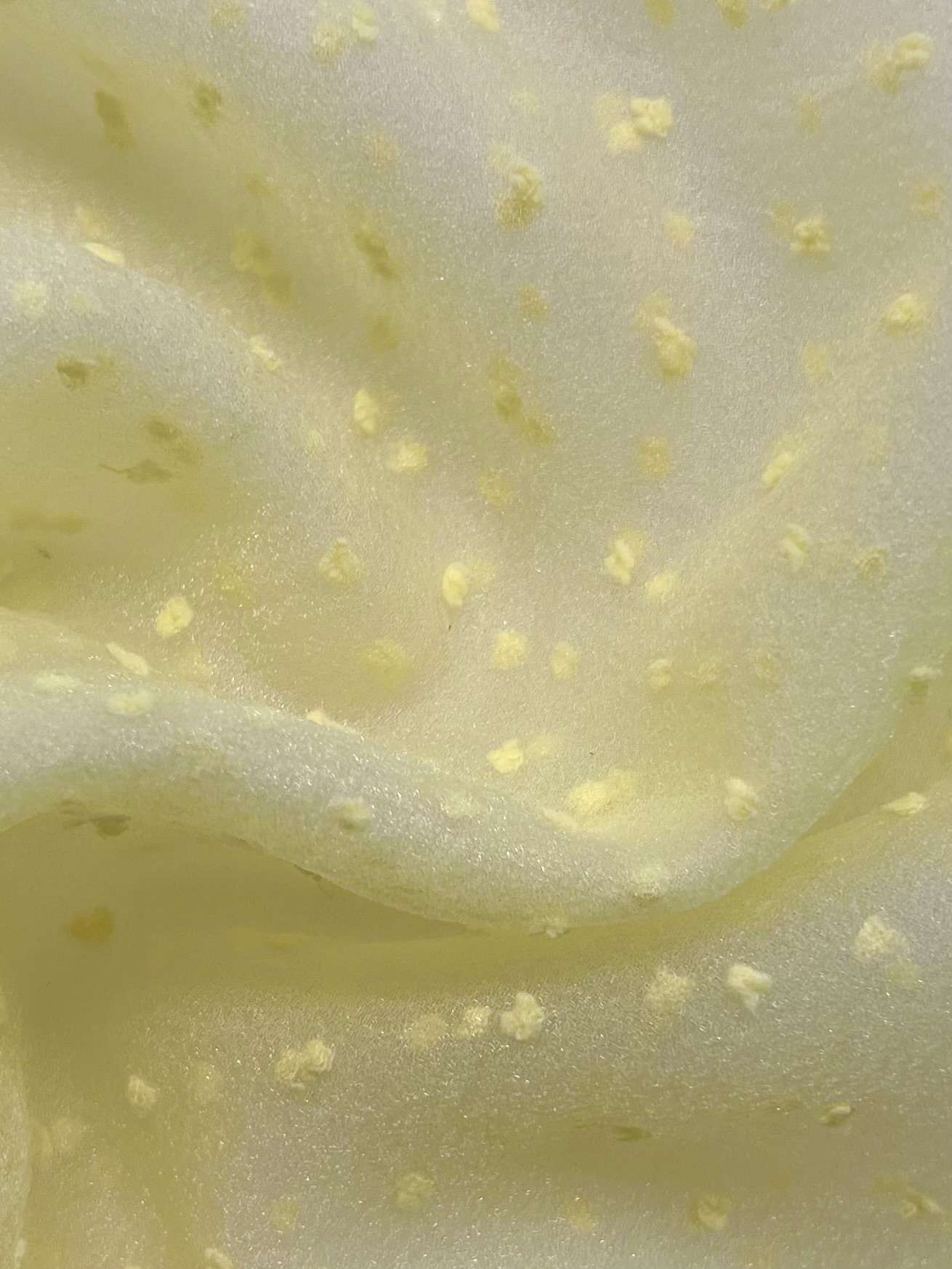 Polyester Swiss Dot Crinkle Organza in Yellow