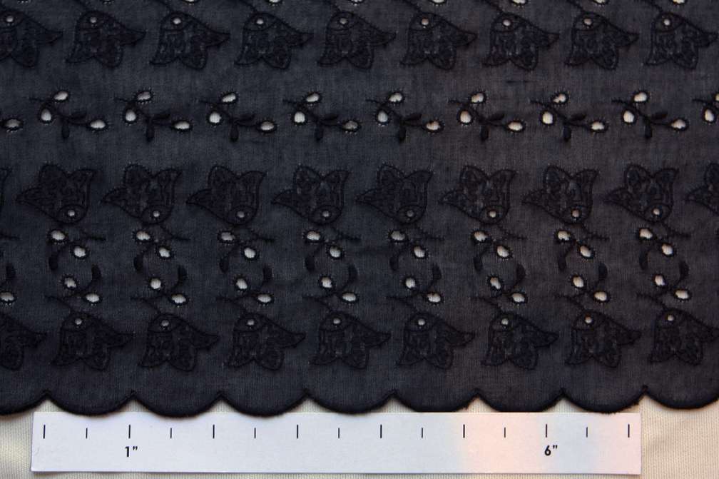 Cotton Voile Eyelet in Midnight Navy0