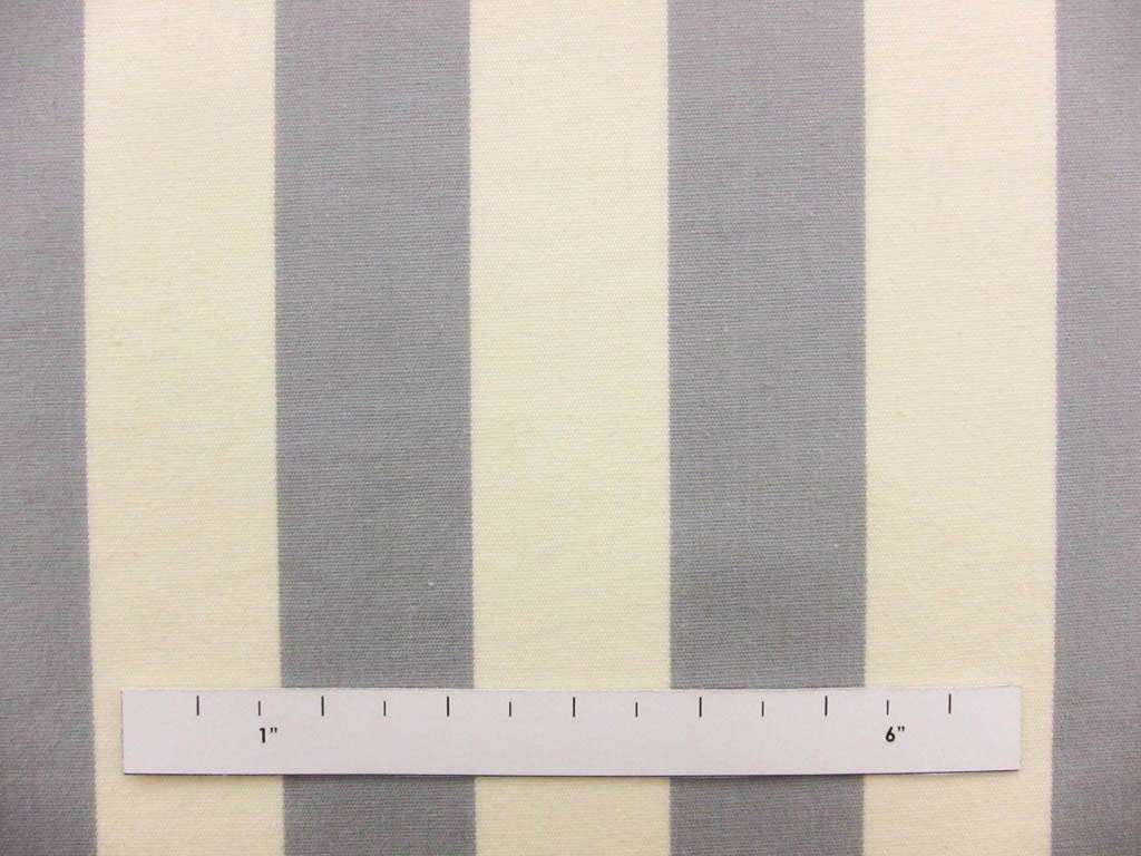 Cotton Upholstery 1.5" Stripe In Silver And Ivory 1