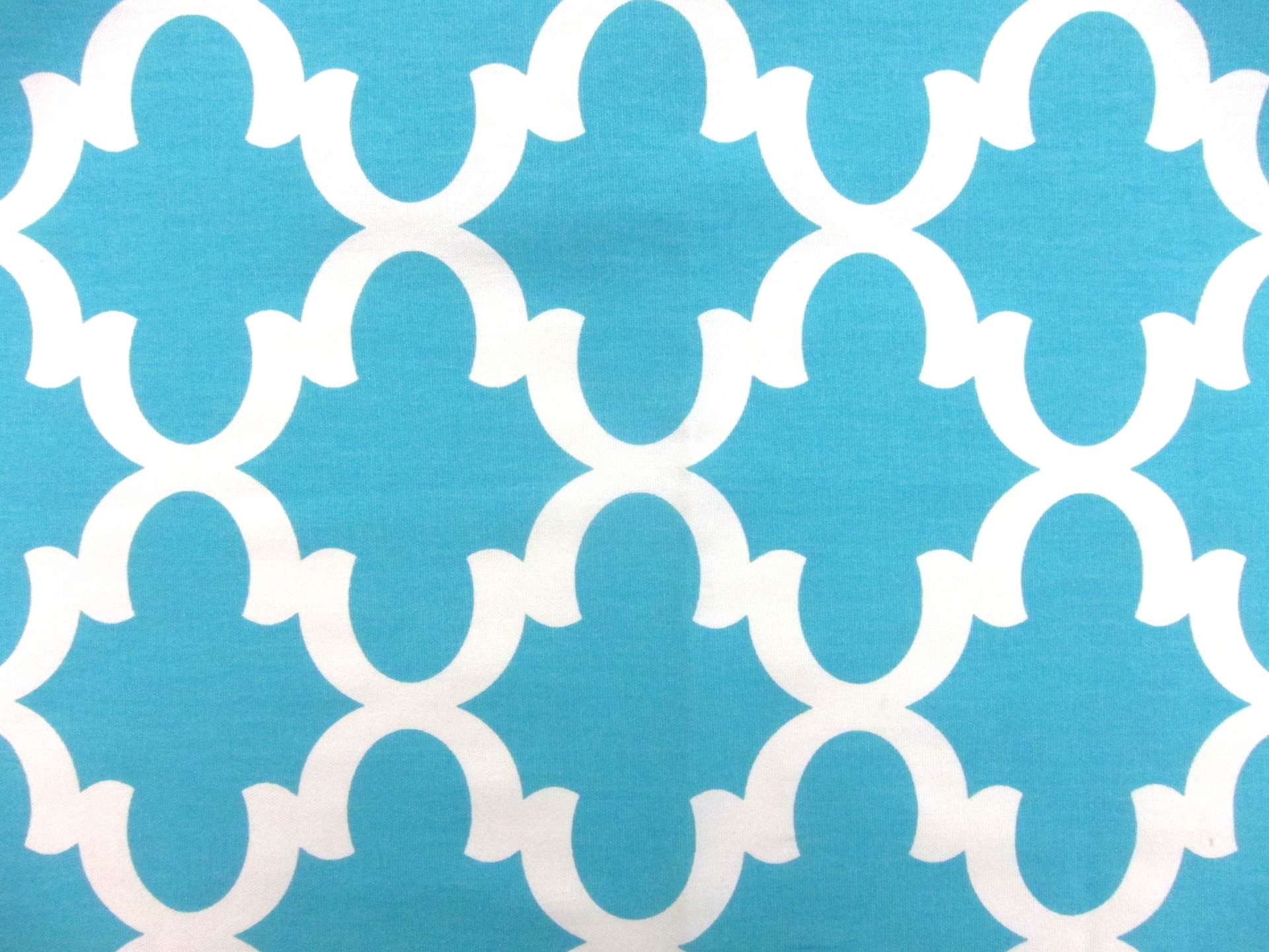Cotton Canvas Lantern Tiles Print in Aqua