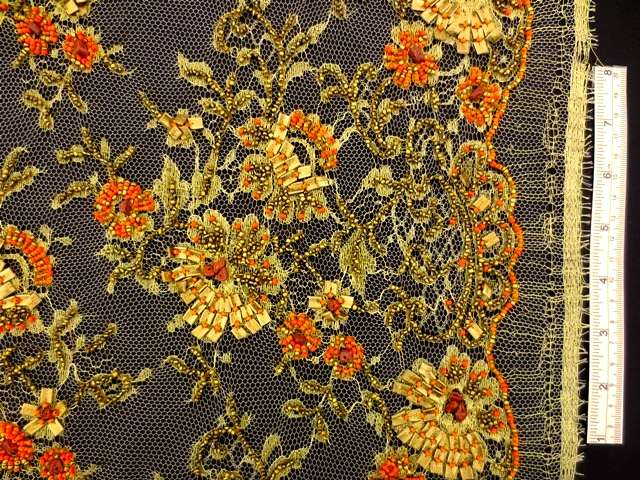 Beaded Metallic Chantilly Lace0