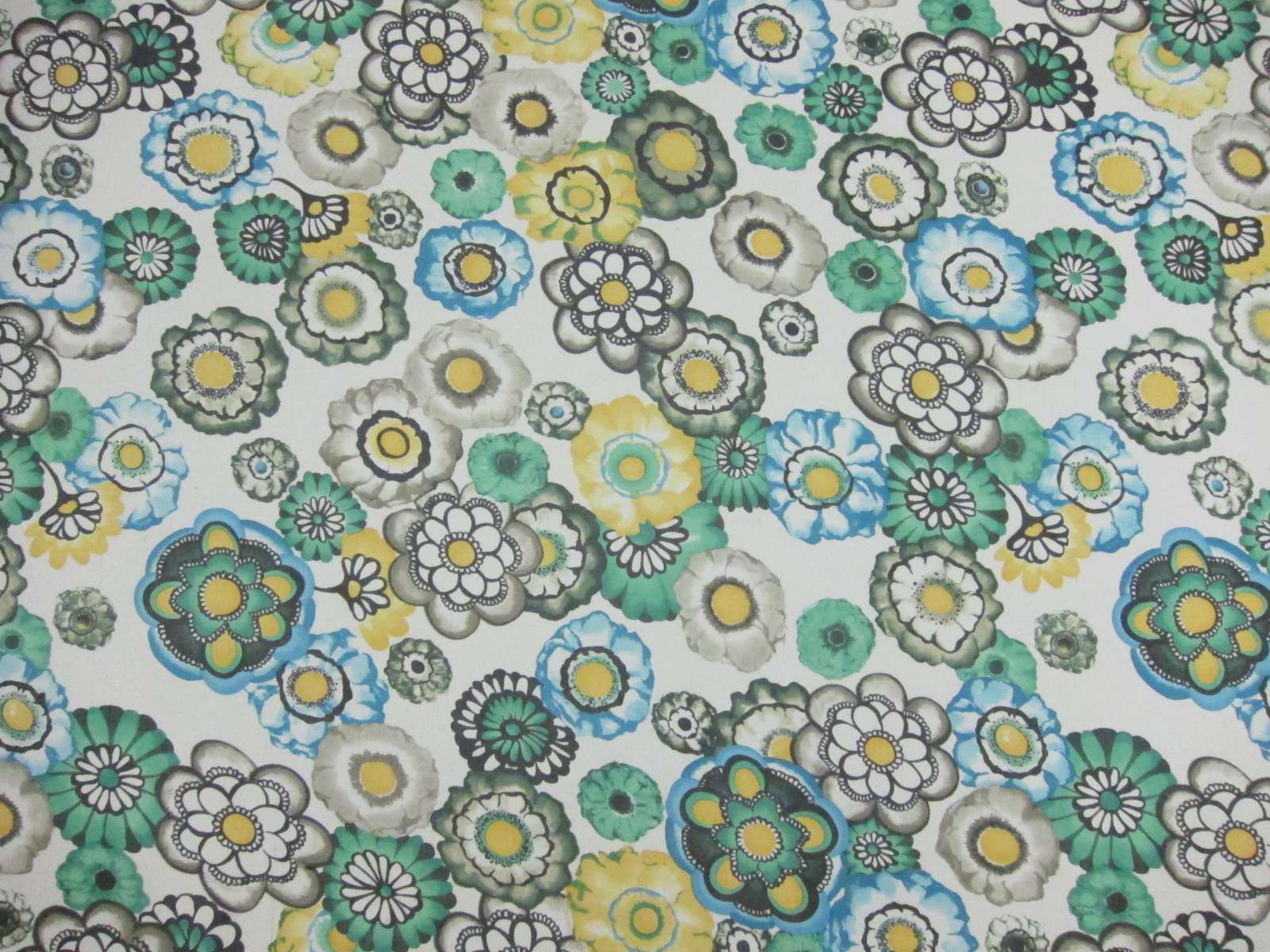 Silk Chiffon with 1960s Florals Multicolor Floral On Light-Grey Background