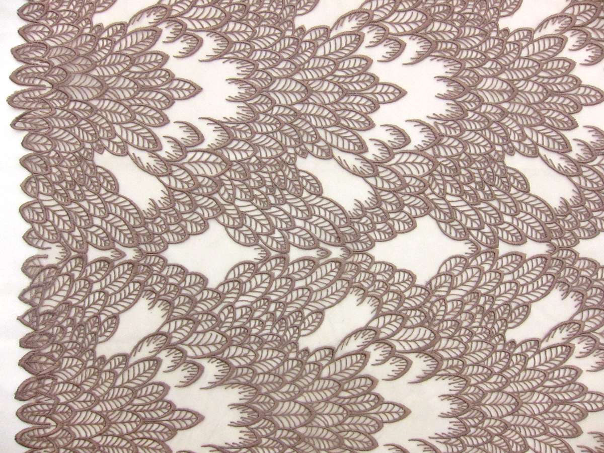 Embroidered Tulle in Old Rose0