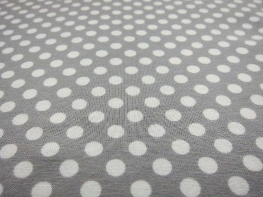Cotton Jersey Polka Dot Print in Grey2