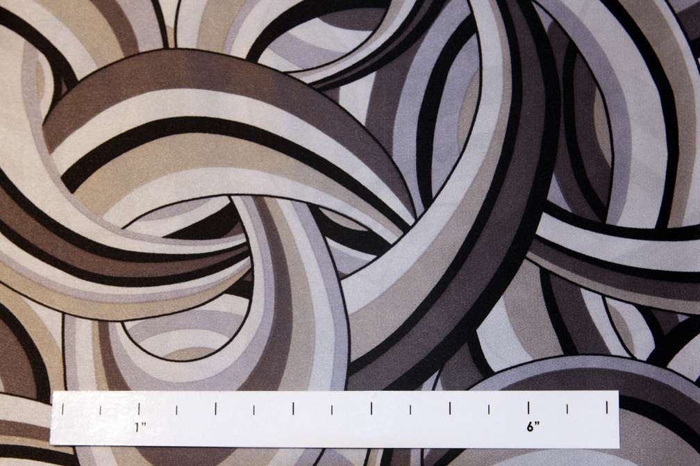 Printed Silk Charmeuse Abstract On White Yellow Brown Background