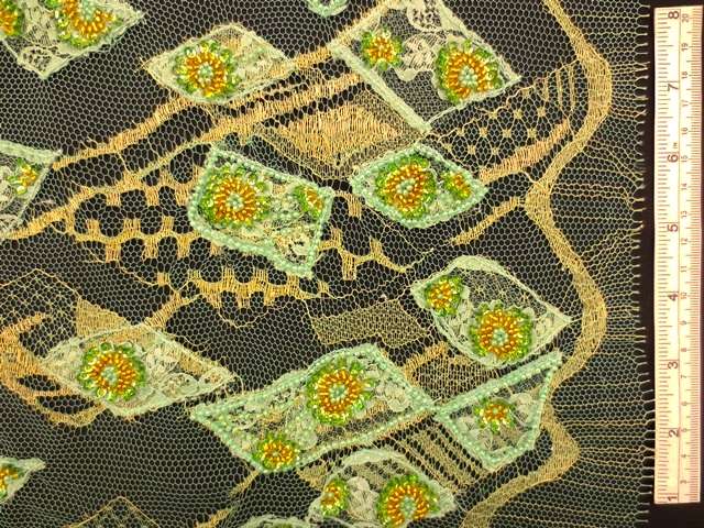 Beaded Metallic Chantilly Lace0