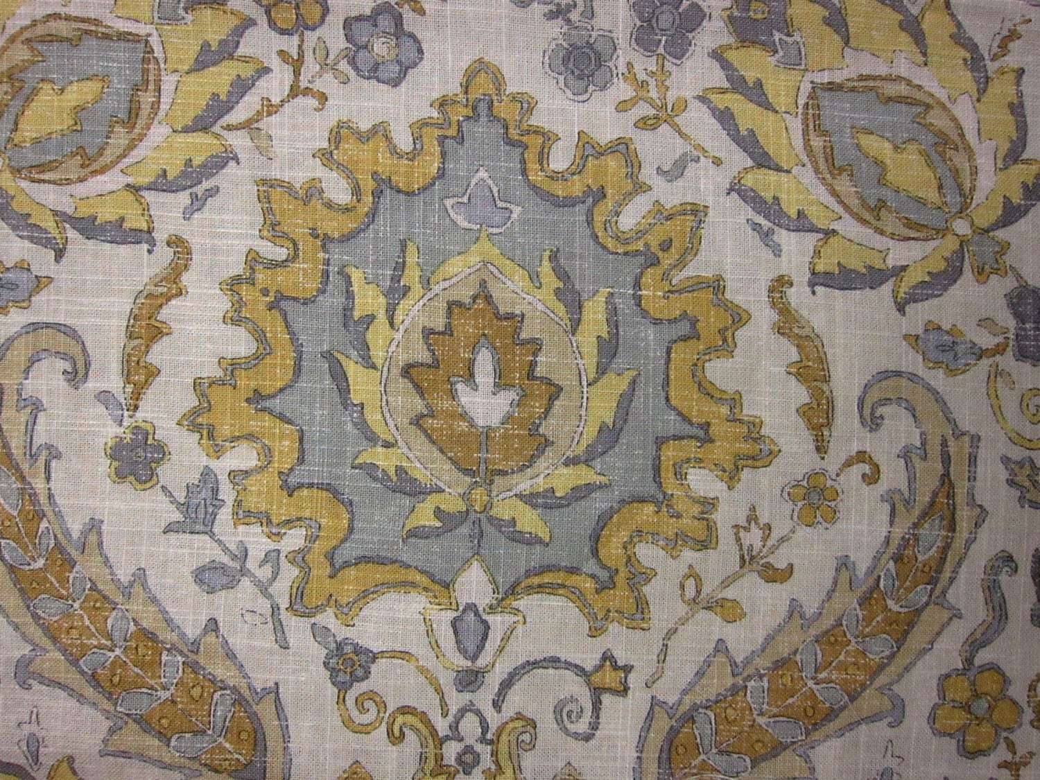 Linen Blend Upholstery Turkish Paisley Print 0