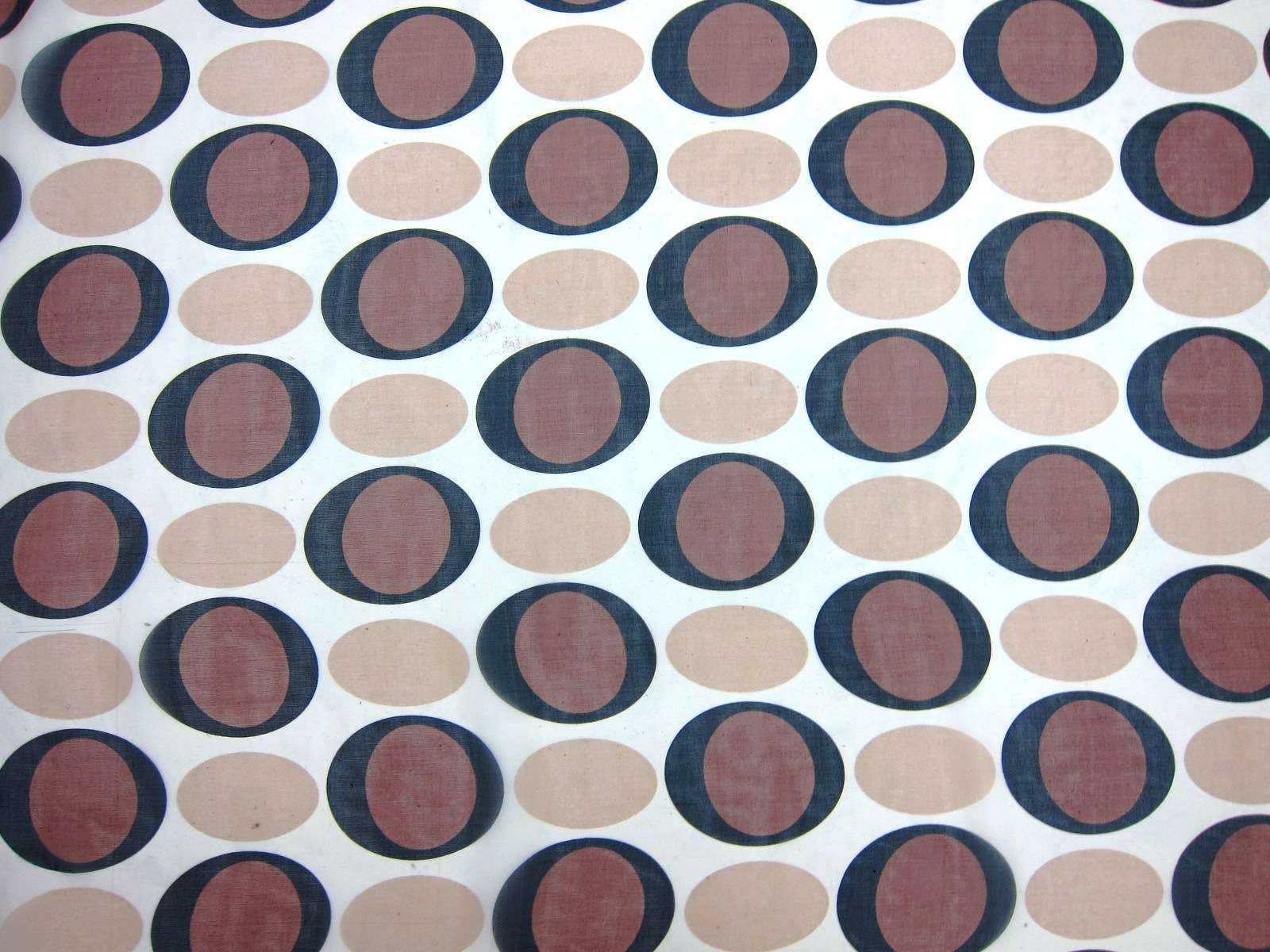 Printed Silk Chiffon Yellow Orange With Black Ring Around it Dots On White Background