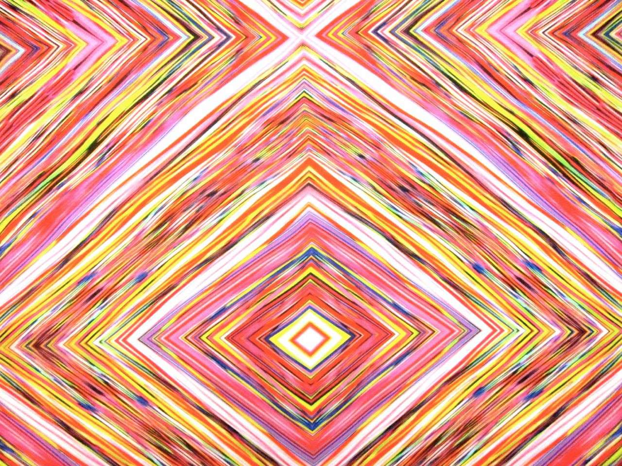 Printed Silk Chiffon Multicolor Multiple Diamond Shape Per Diamond With White X and White Center Diamond Abstract