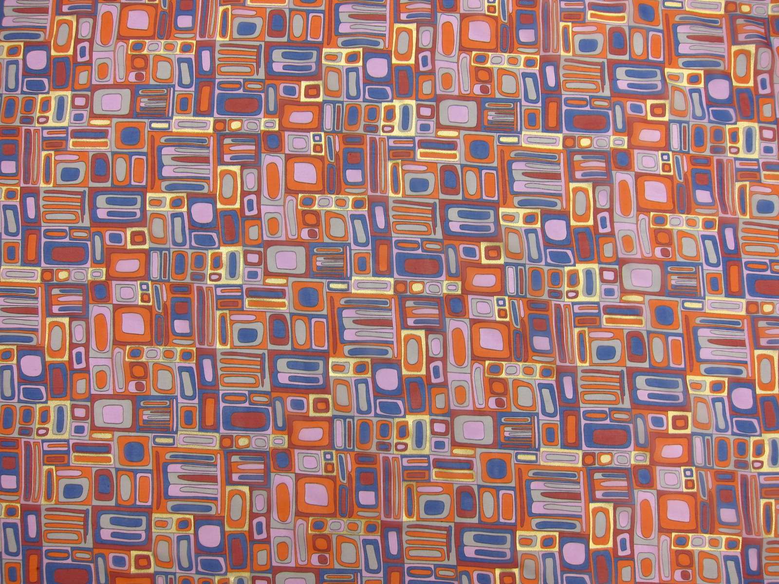 Metallic Printed Silk Chiffon Multicolor Abstract On Multicolor Background