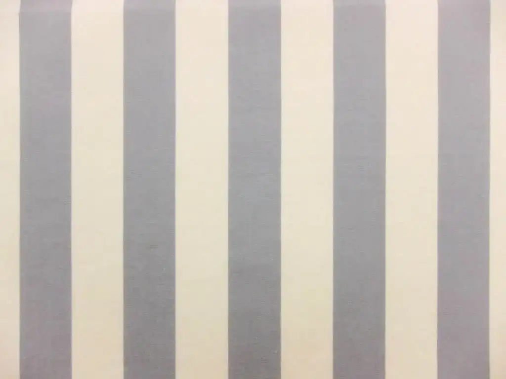 Cotton Upholstery 1.5" Stripe In Silver And Ivory 0